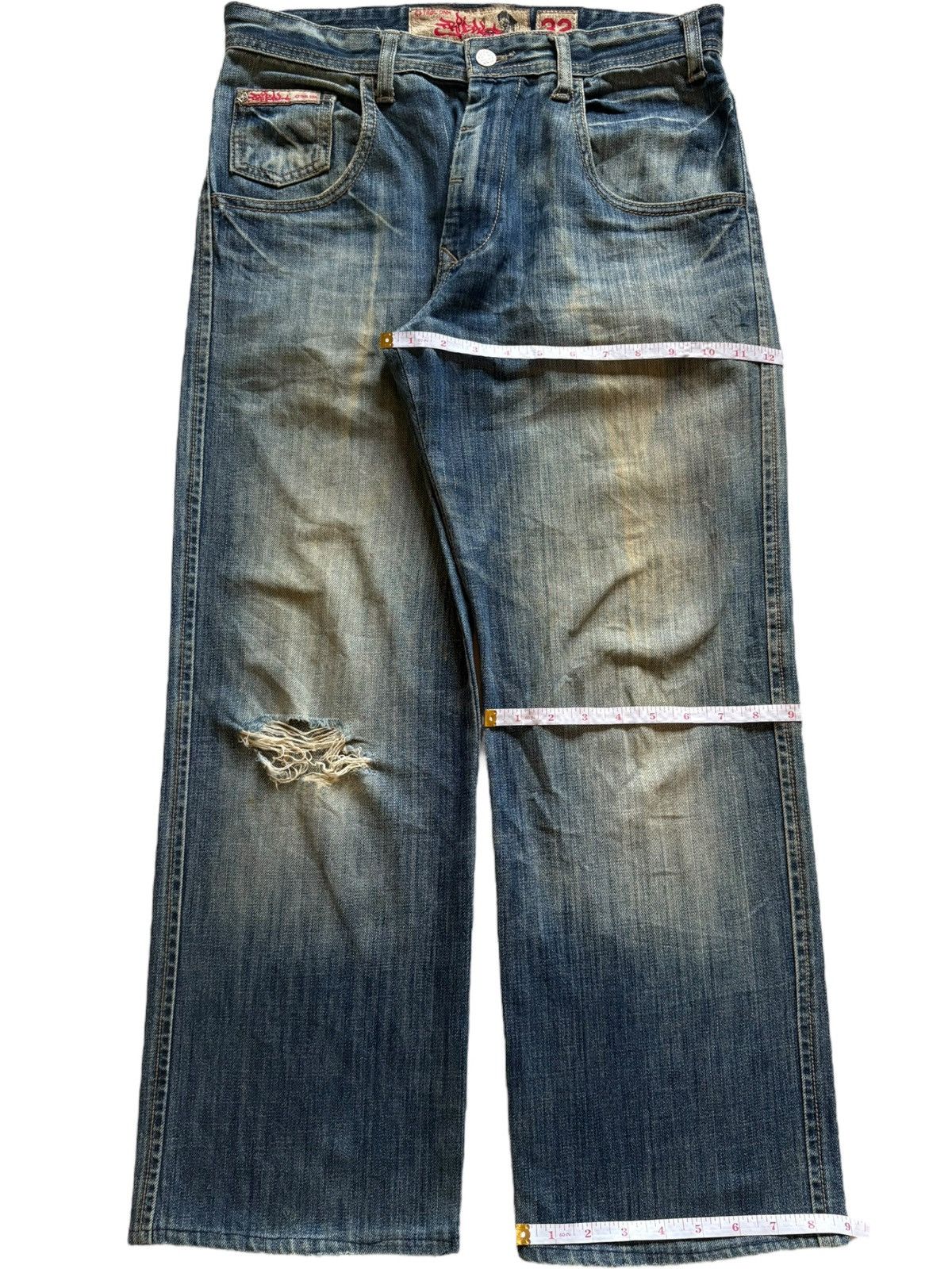 Tribal Streetwear Vintage Japanese Brand Tribal Mud Wash Distress Baggy Jeans Size US 32 / EU 48 - 14 Thumbnail
