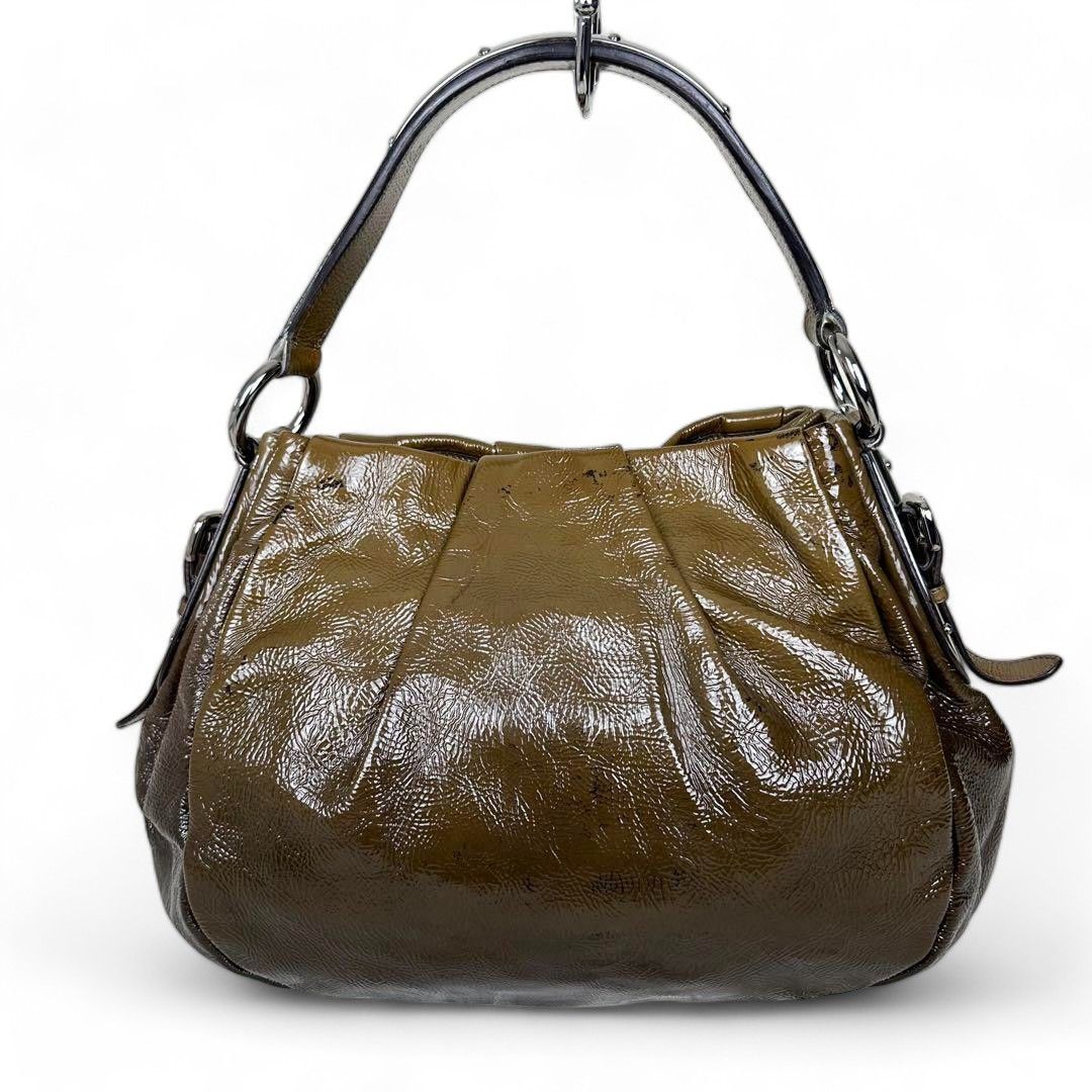 Prada - one shoulder bag brown leather faded patent leather