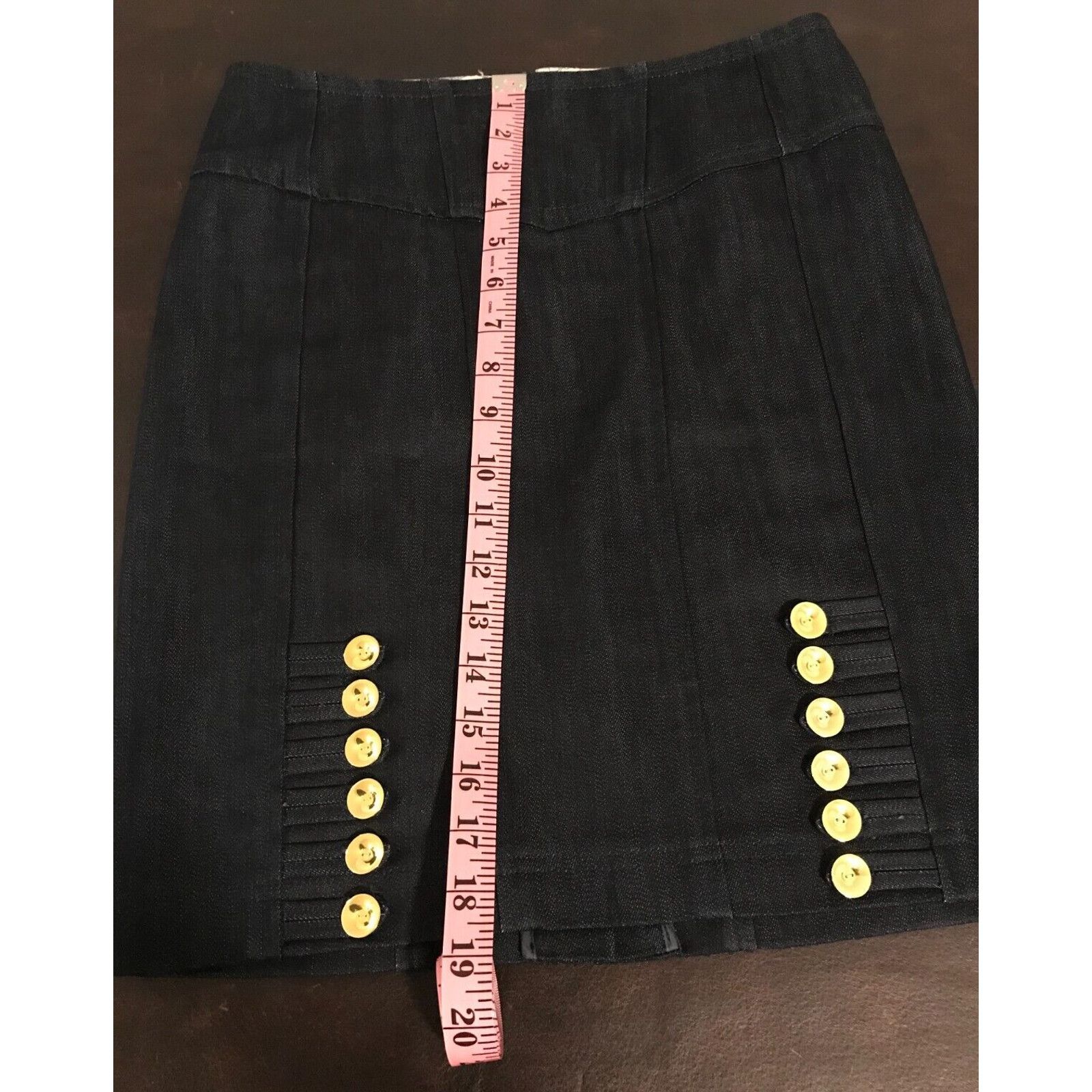 Anthropologie Anthropologie Leifsdottir Women's Gold Button Denim Skirt Size 26" / US 2 / IT 38 - 10 Thumbnail