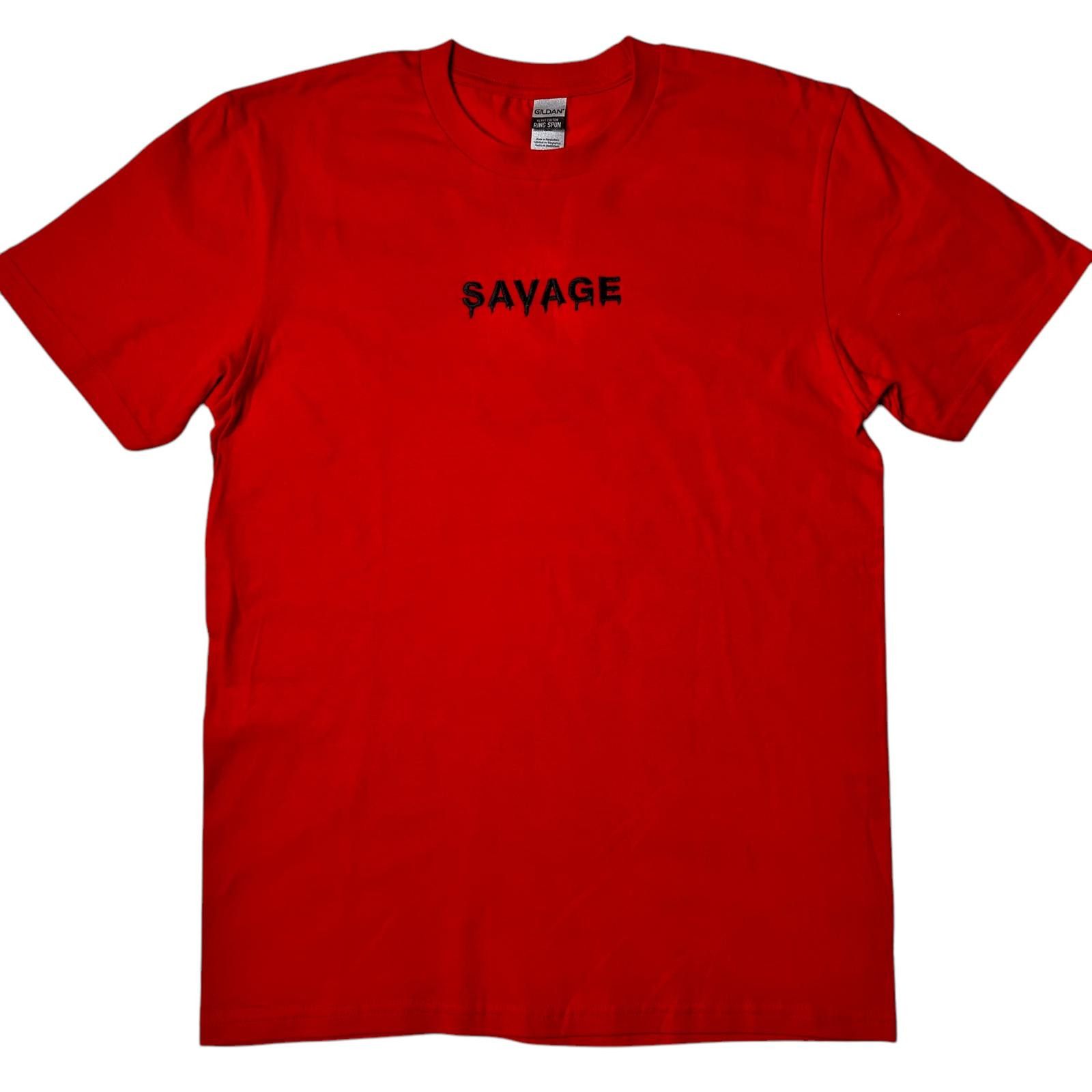 Gildan NEW Savage Drip Embroidered Red Graphic T-Shirt Men’s M Size US M / EU 48-50 / 2 - 1 Thumbnail