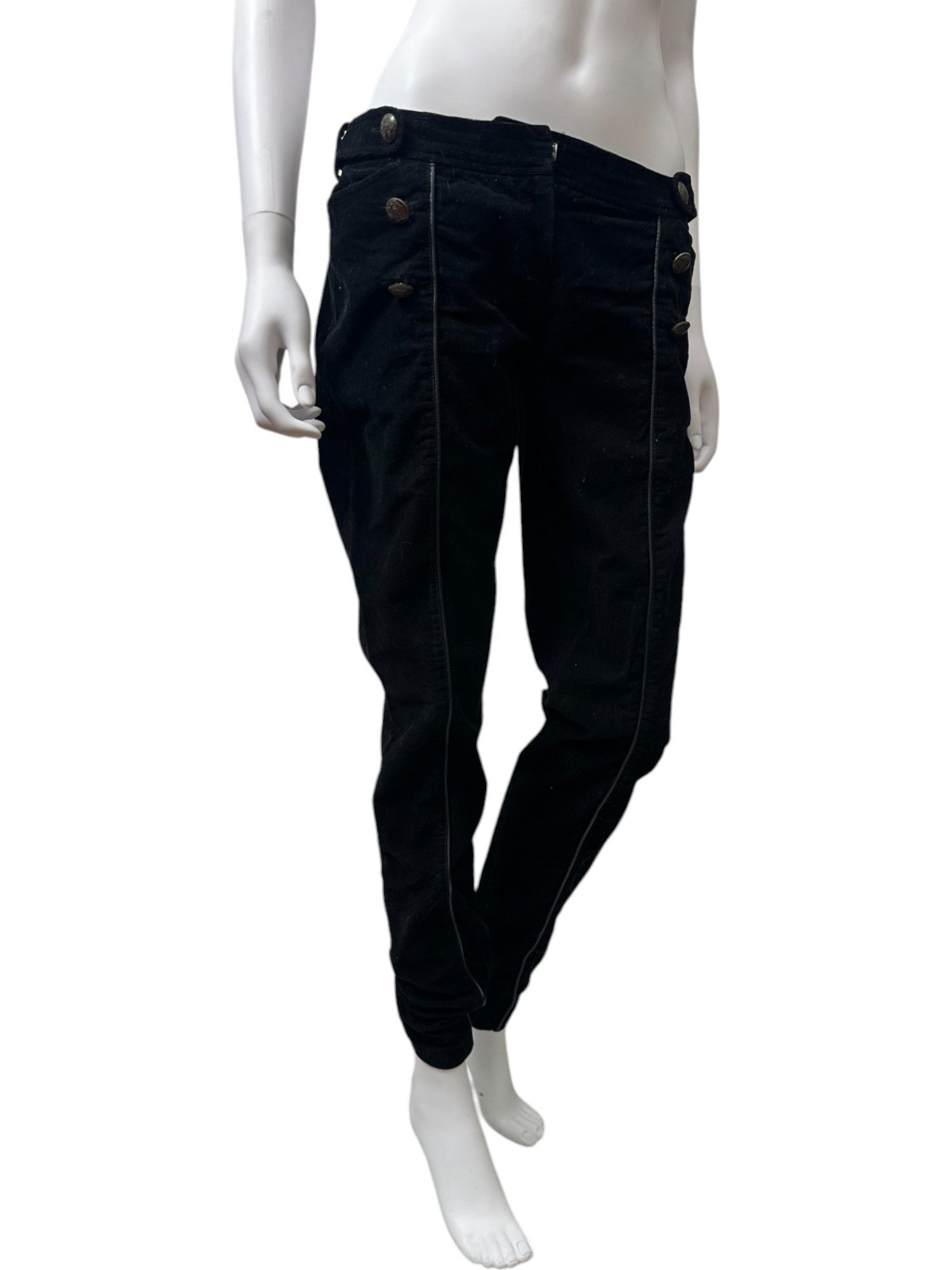 Dolce & Gabbana Buttoned Velvet Black Pants Size 28" / US 6 / IT 42 - 4 Thumbnail