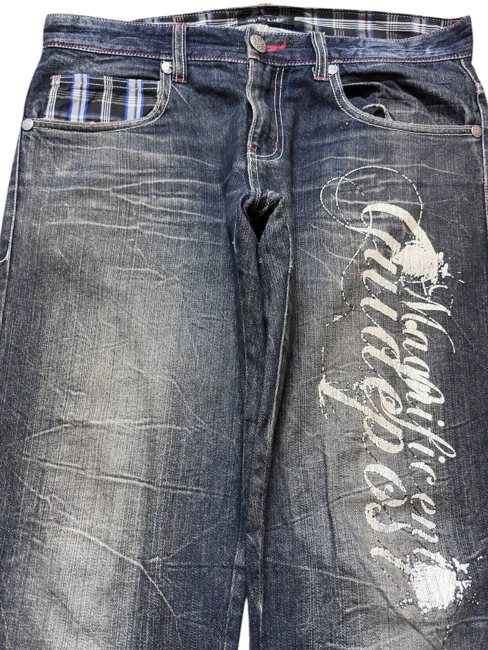 Karakuri Tamashii Vintage Wild Life Stamped Straight Loose Denim Size US 34 / EU 50 - 2 Thumbnail