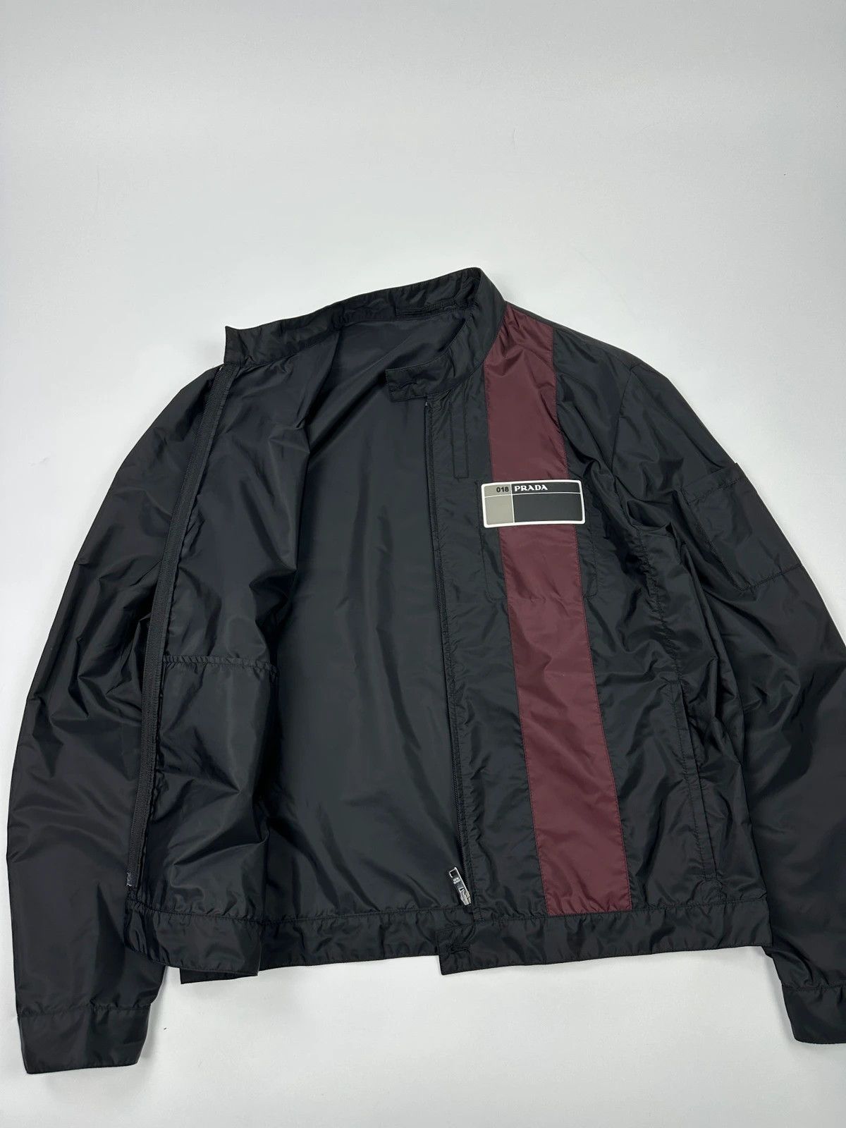 Prada Prada Milano SS2018 Black Light Nylon Burgundy Strip Size US L / EU 52-54 / 3 - 9 Thumbnail
