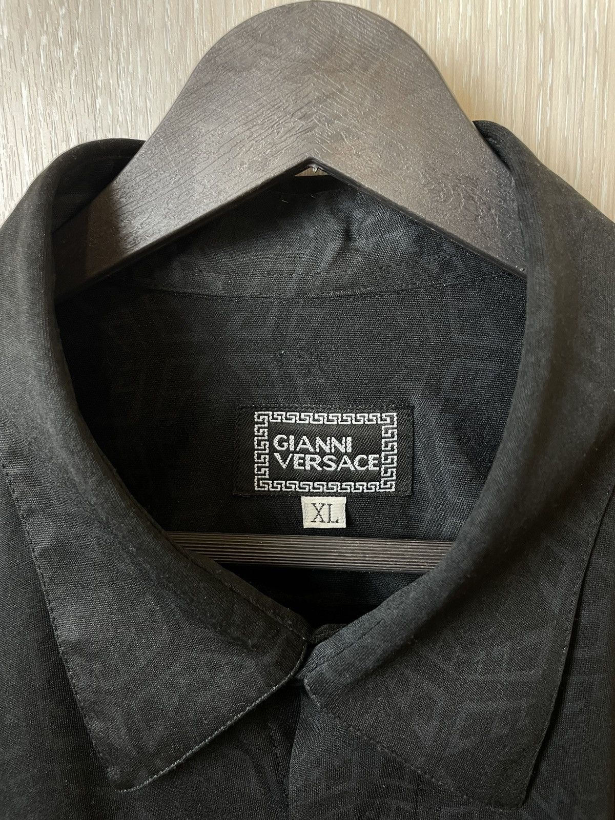 Versace × Vintage vintage 90s gianni versace black monogram button up shirt L Size US XL / EU 56 / 4 - 10 Thumbnail