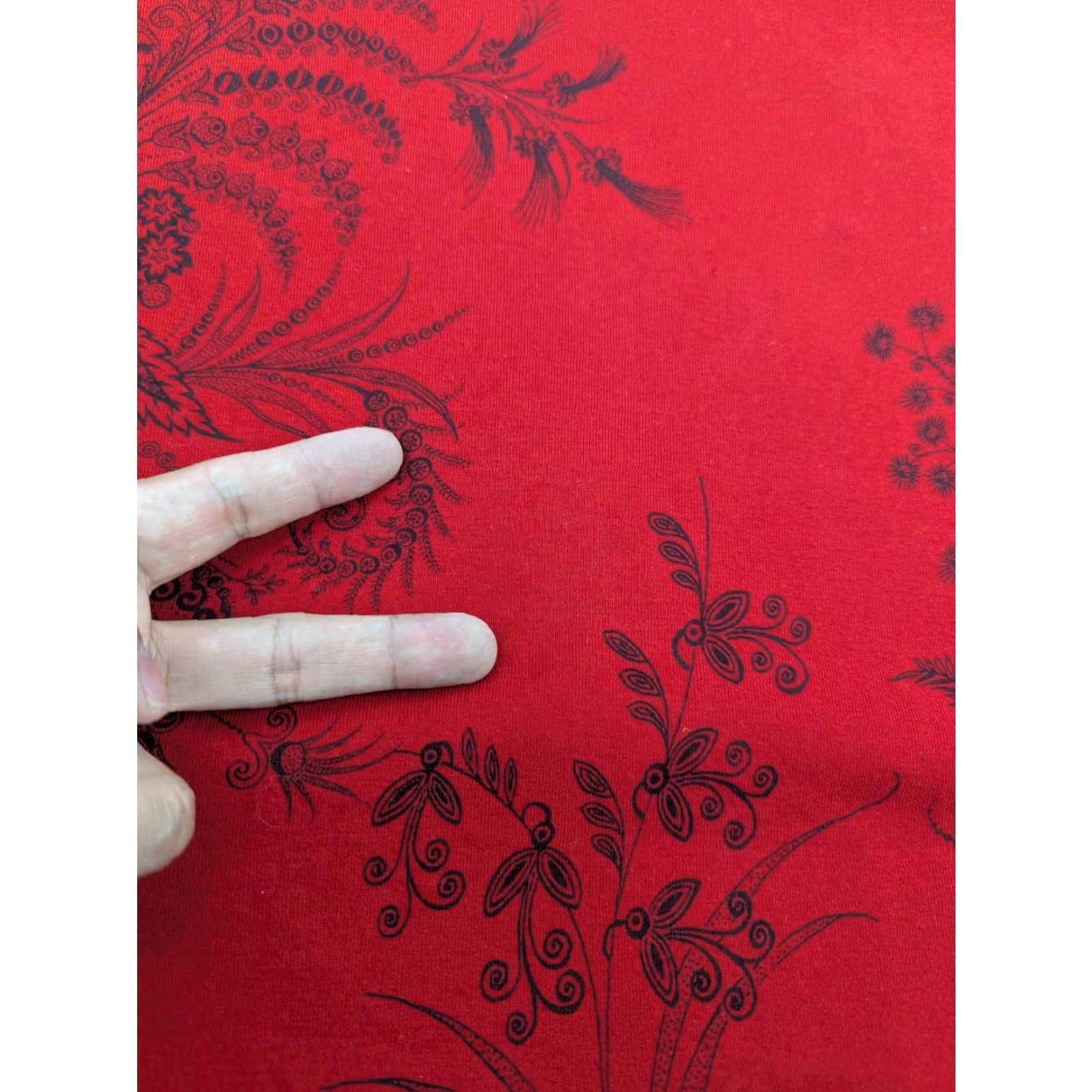 Vintage Jess & Jane Rhinestone Flower Print Red Tunic Top Shirt Blouse USA Women's Vintage Size XXL / US 16-18 / IT 52-54 - 4 Thumbnail