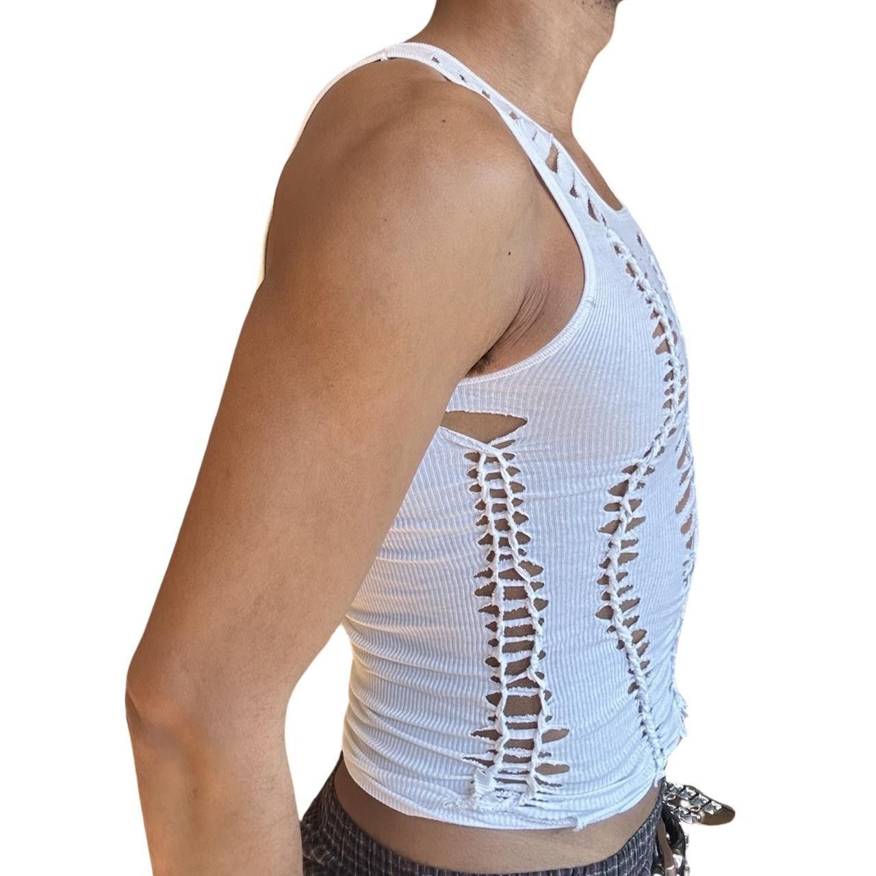 Hanes ASTROBOI* WHITE SHREDDED BRAIDED FESTIVAL TANK TOP _ SMALL Size US S / EU 44-46 / 1 - 4 Thumbnail