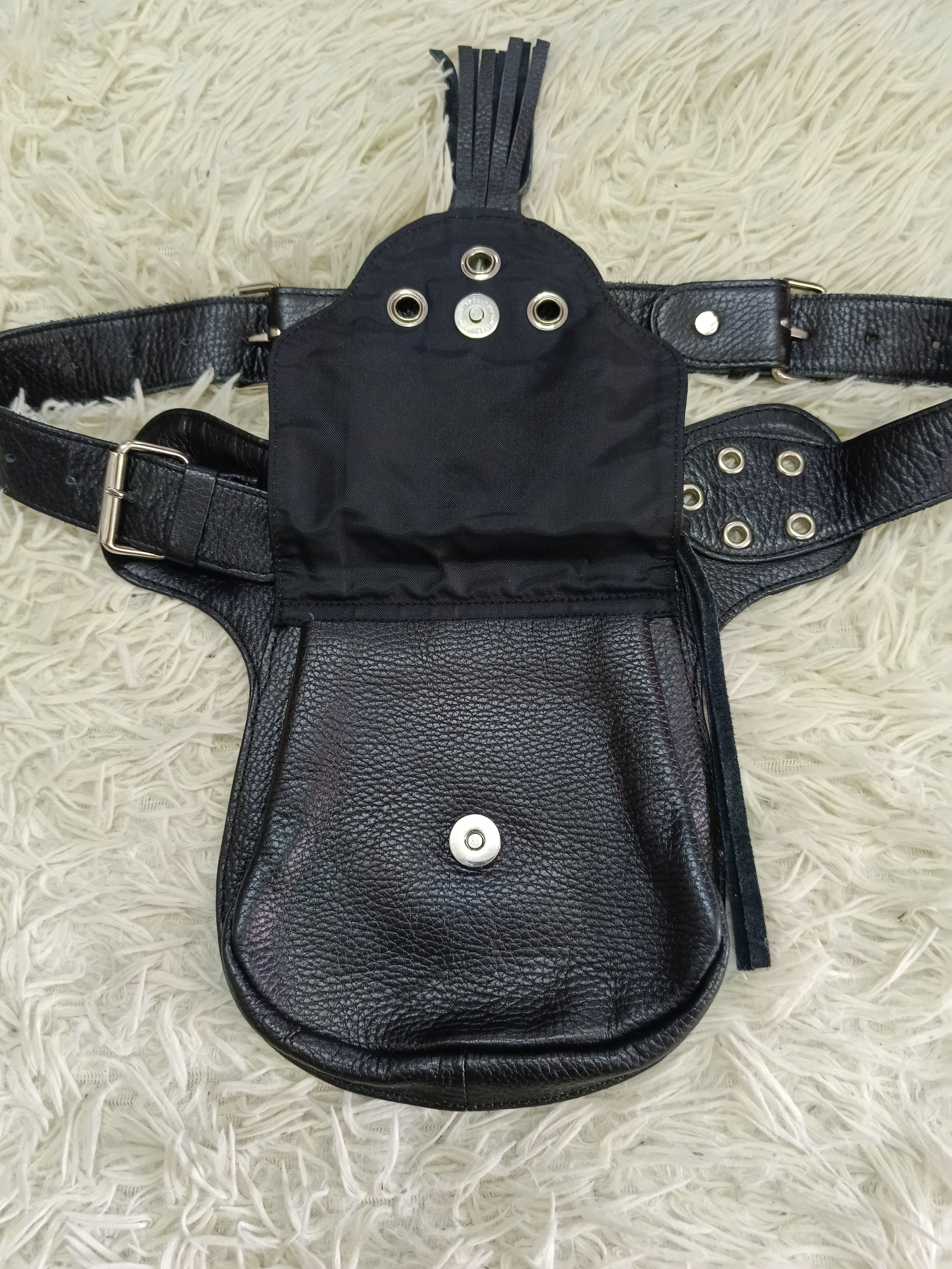 Leather LEATHER BLACK EIKO KONDO WAIST BAG(MAX SIZE 35) Size ONE SIZE - 4 Thumbnail
