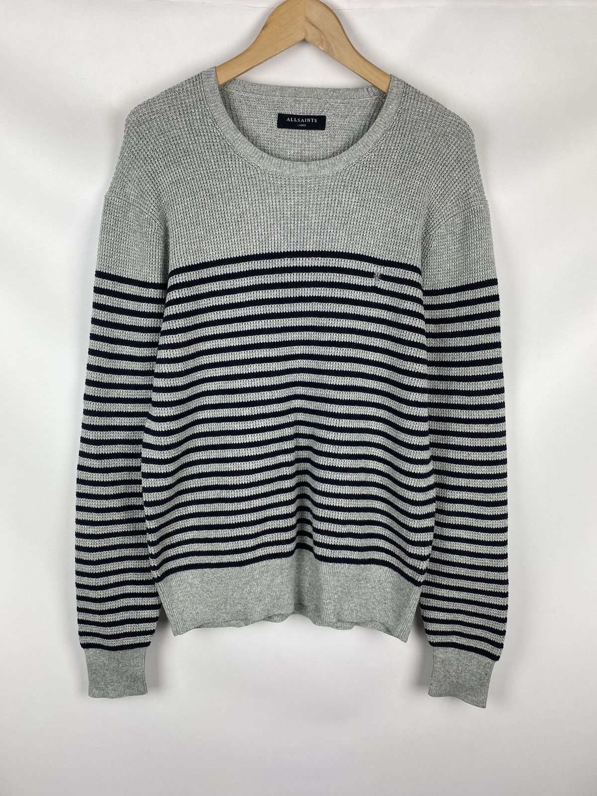 Allsaints × Japanese Brand Allsaints Trias Breton Crew Neck striped sweater pullover Size US L / EU 52-54 / 3 - 1 Thumbnail
