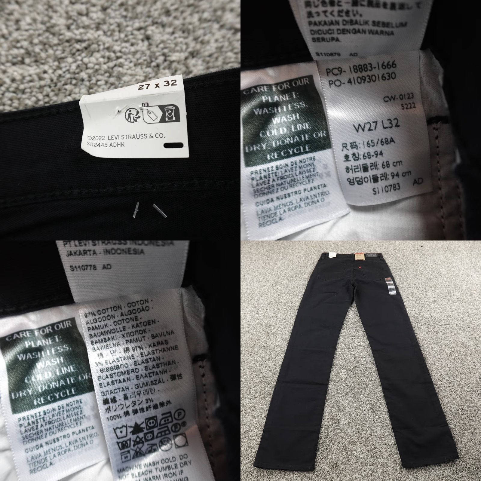 Levi's Levi's Jeans 724 High Rise Slim Straight Stretch Black Denim 27 Size 27" / US 4 / IT 40 - 8 Thumbnail