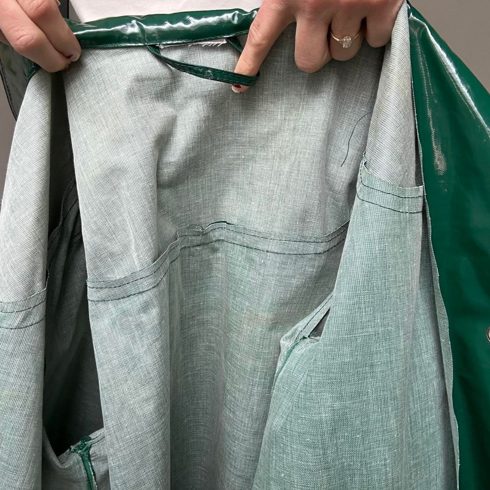 Other Vintage Forest Green Vinyl Raincoat (S) Size S / US 4 / IT 40 - 8 Thumbnail