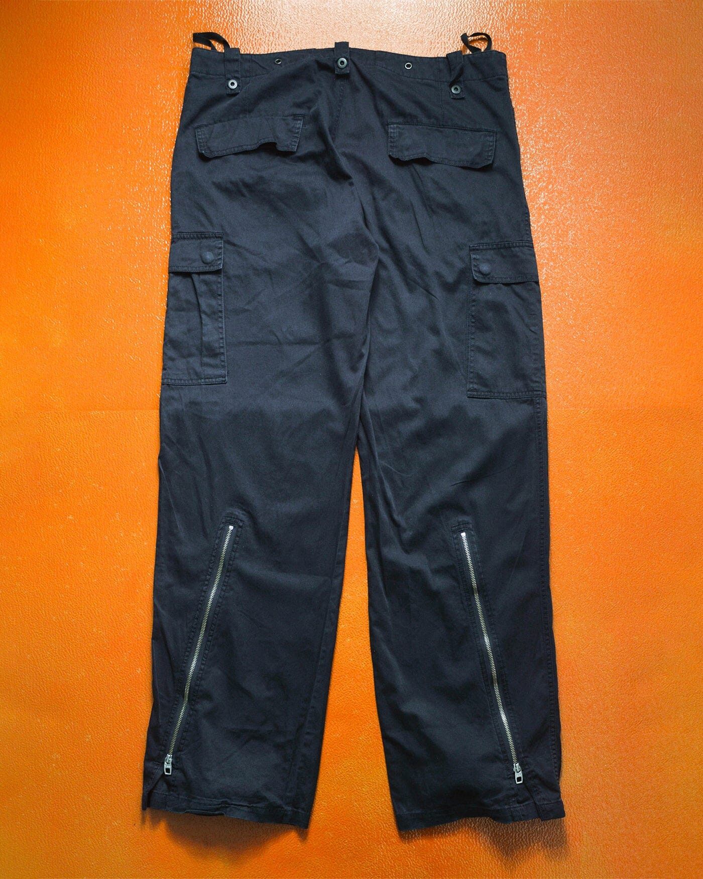 Griffin Panelled Zip Hem Gusset Wide Washed Navy Cargo Pants (34~36) Size US 36 / EU 52 - 3 Thumbnail