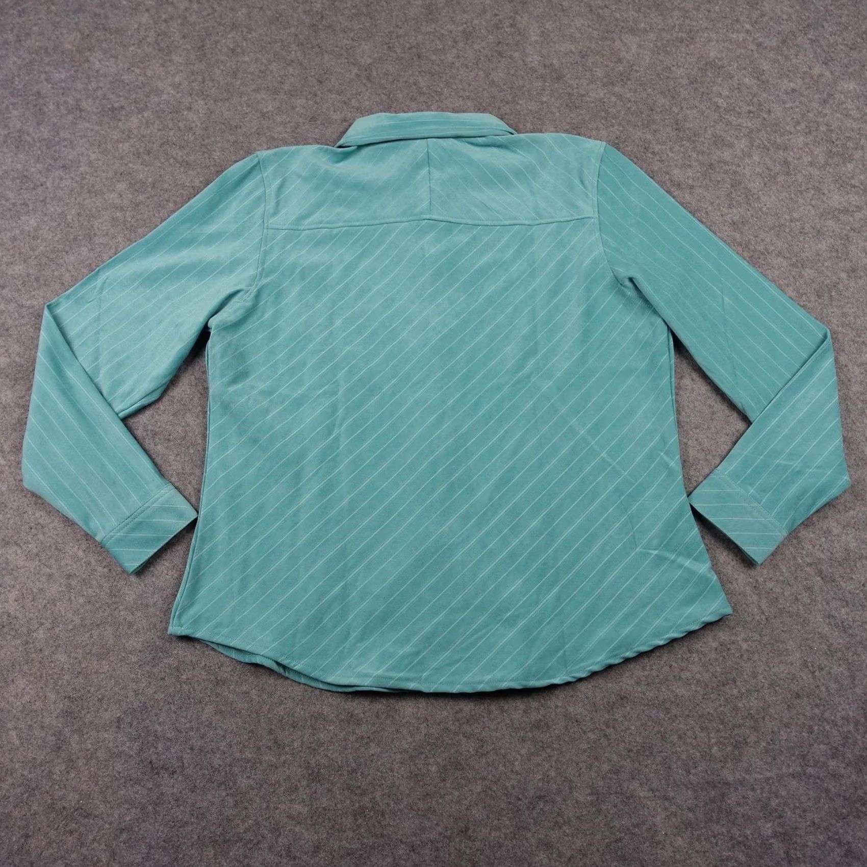 Vintage Susan Graver Shirt Womens L Blue Stripe Button Up Western Stretch Top Teal Size L / US 10 / IT 46 - 7 Thumbnail