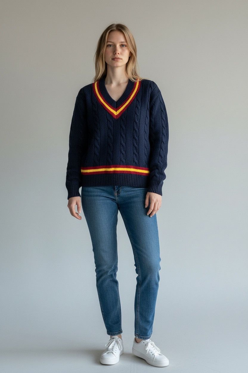 Gap Deadstock 1990s GAP Cable Knit Cricket Sweater Sz L Size XL / US 12-14 / IT 48-50 - 1 Thumbnail