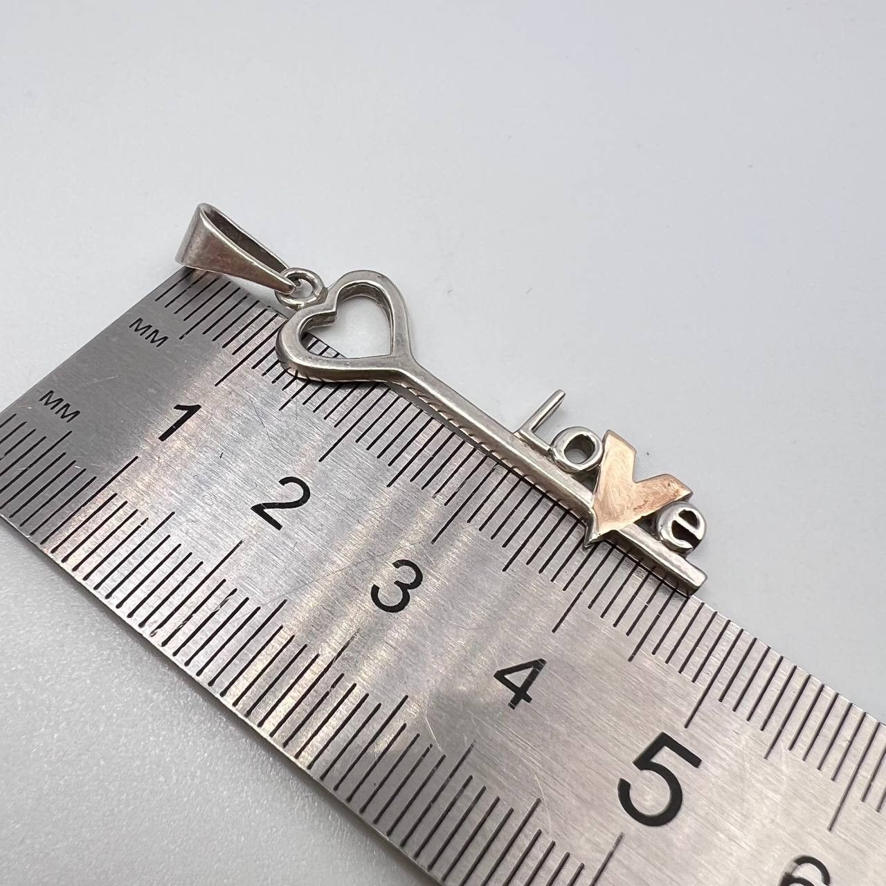 Vintage Fine Vintage Pendant Key Love Silver 875 Gold 9K Marked Size ONE SIZE - 3 Thumbnail