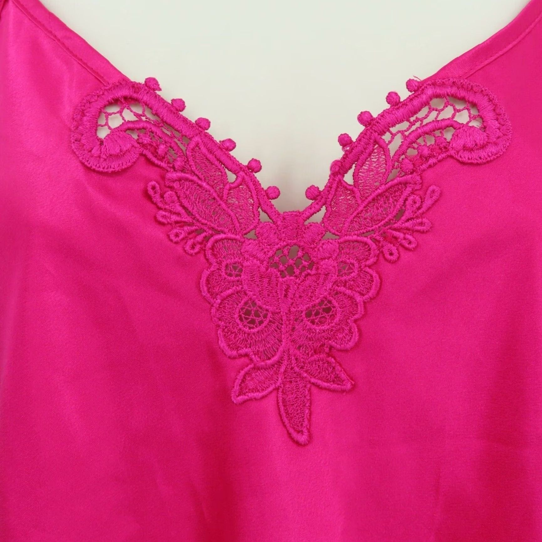 Vintage VTG Inner Most Women Large Pink Crochet Lace Tank Top Shirt Shorts Pajama Set PJ Size L / US 10 / IT 46 - 3 Thumbnail