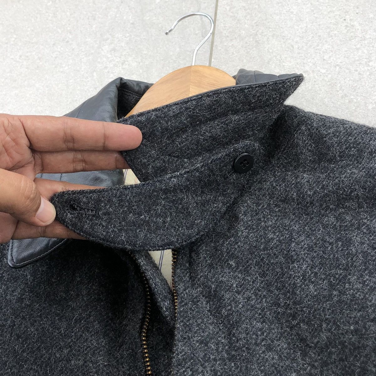 Bill Blass VTG Bill Blass Collar Elbow Patch Leather Wool Bomber Jacket Size US L / EU 52-54 / 3 - 13 Thumbnail