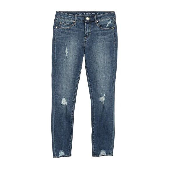 Other Articles Of Society Suzy Cropped Jeans Medium Blue Distresse Size 26" / US 2 / IT 38 - 1 Thumbnail