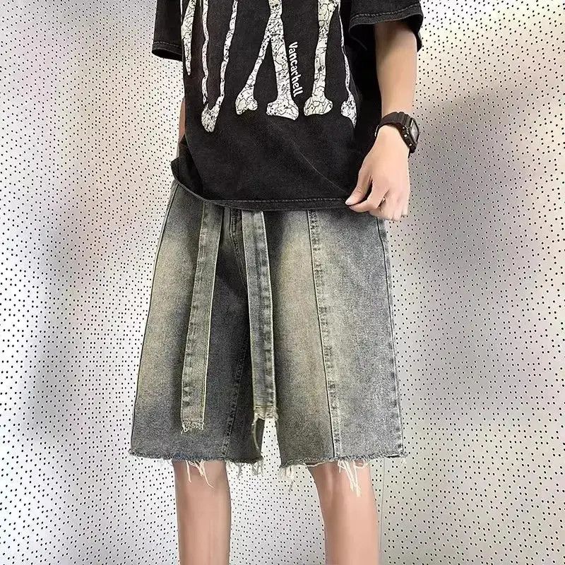 Japanese Brand Retro loose fitting wide leg washed denim shorts Size US 32 / EU 48 - 1 Thumbnail