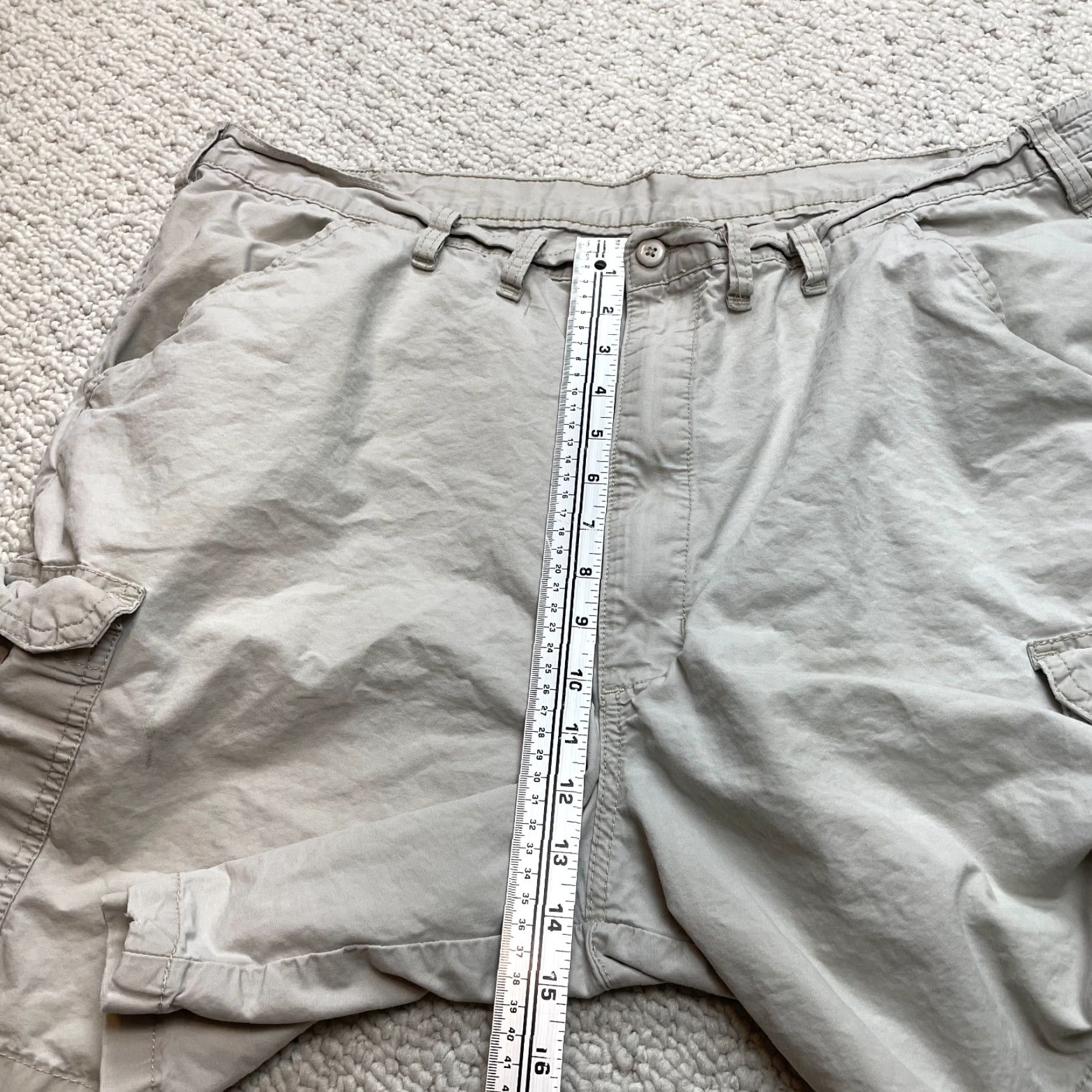 Wrangler Wrangler Shorts Mens 44 Solid Cargo Pocket Inseam 7" High Rise Button Knit Cotton Blend Stretch Regular Color Green Mens Size US 44 / EU 60 - 5 Thumbnail