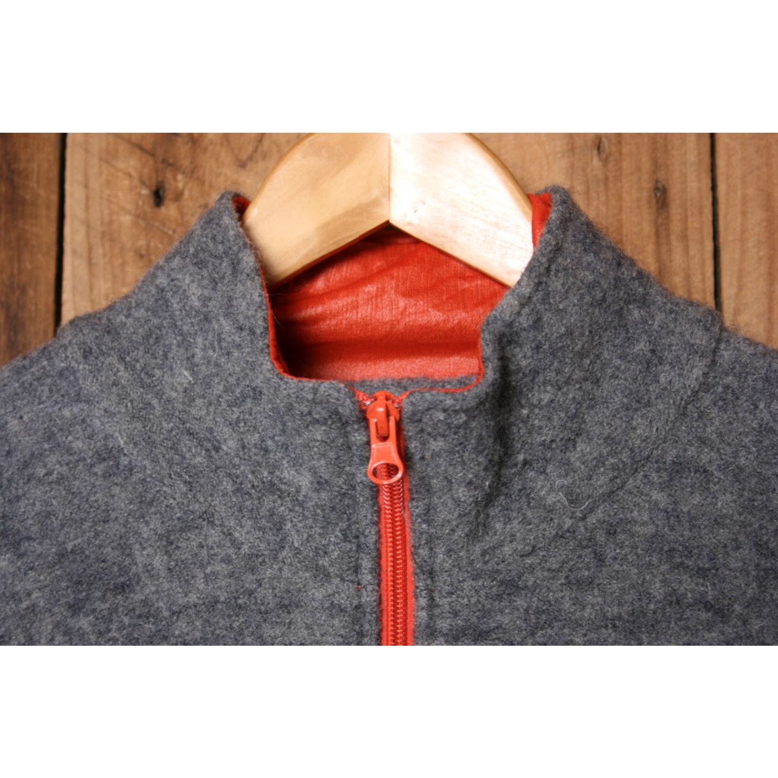 Vintage VINTAGE Venario Gray 100% Wool Jacket Womens L Orange Lining Zip Front Coat Jacket Wool Size L / US 10 / IT 46 - 2 Thumbnail