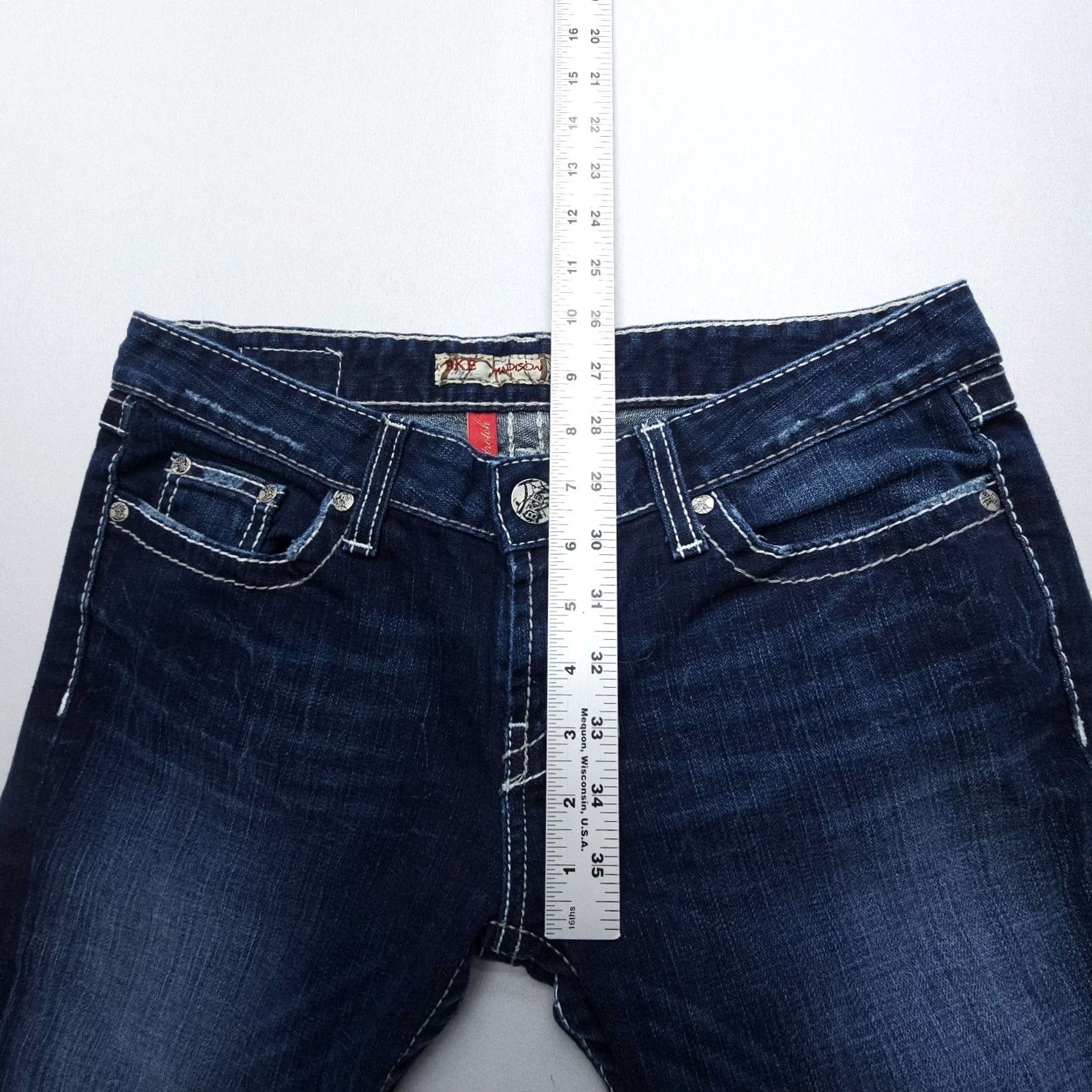 Vintage Buckle Buckle BKE Madison Skinny Low Rise Jeans 30 x 31.5 Dark Wash Embellished Womens Size 30 Blue Denim Vintage: No Size 30" / US 8 / IT 44 - 7 Thumbnail