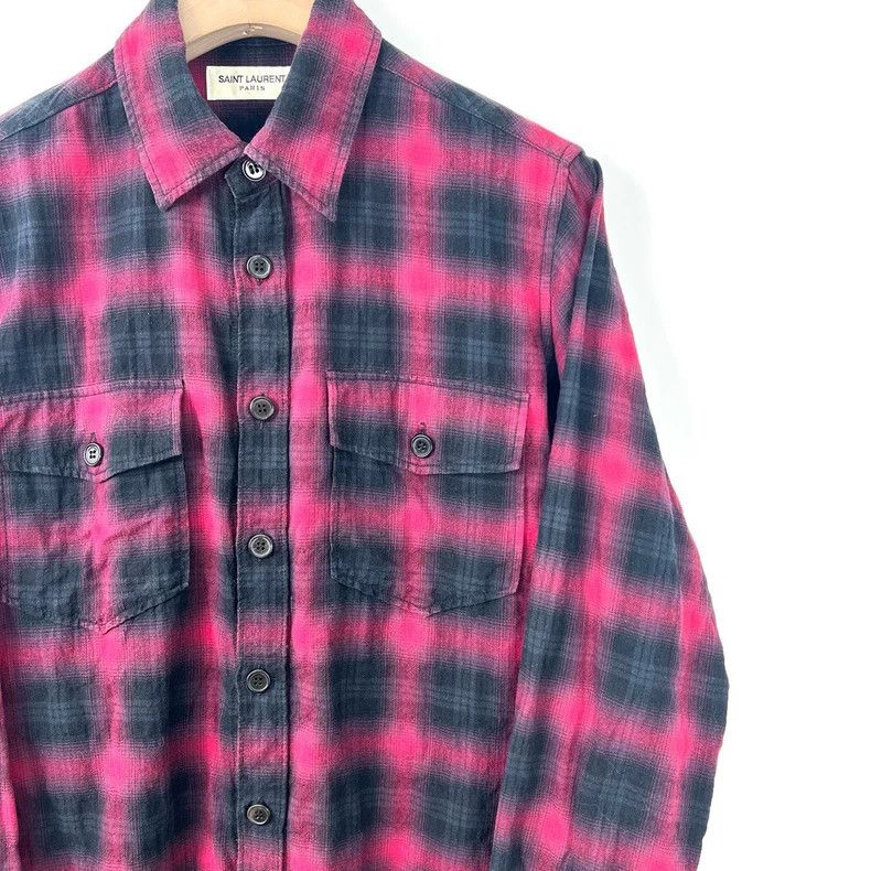 Yves Saint Laurent saint LaurentRed and black plaid long-sleeved shirt 2503-Ne Size US M / EU 48-50 / 2 - 5 Thumbnail