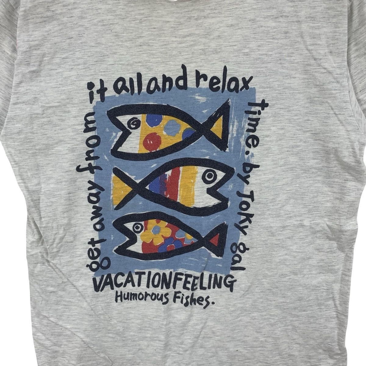 Vintage Vintage JOKYGAL Humorous Fishes Art Design Tee Shirt Size US M / EU 48-50 / 2 - 5 Thumbnail