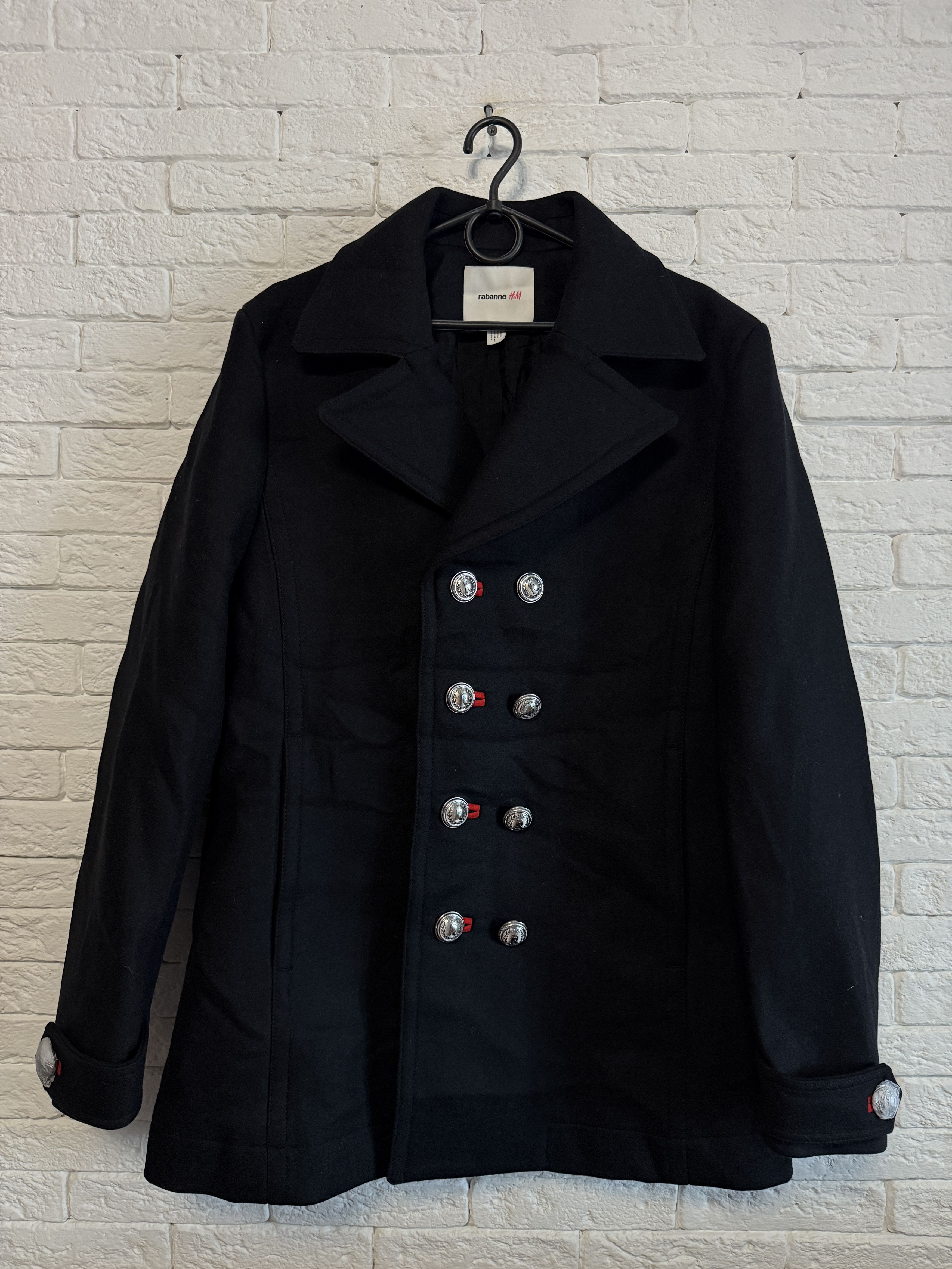 H&M × Paco Rabanne Paco Rabanne x H&M Wool Pea Coat Limited Edition Sz L Size L / US 10 / IT 46 - 1 Thumbnail