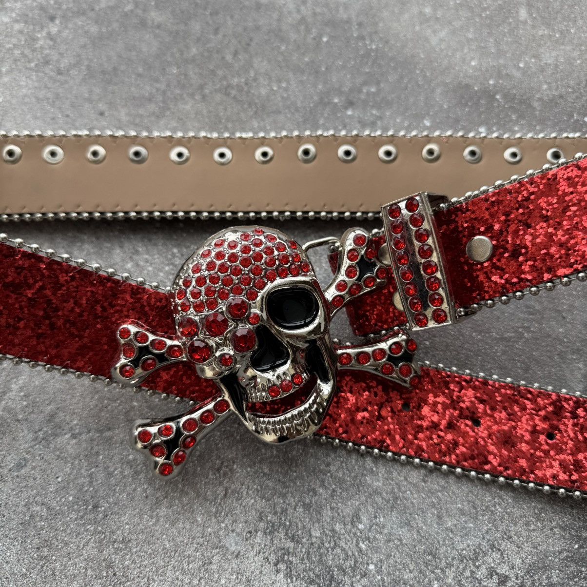 If Six Was Nine Amazing Y2K Rhinestones Skull BB Simon Style Belt Size ONE SIZE - 3 Thumbnail