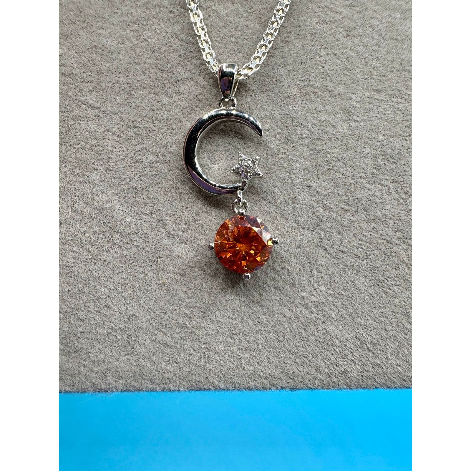 Jewelry NEW 2CTW Moissanite Moon & Star Pendant & 24" Bonus Chain Size ONE SIZE - 5 Thumbnail