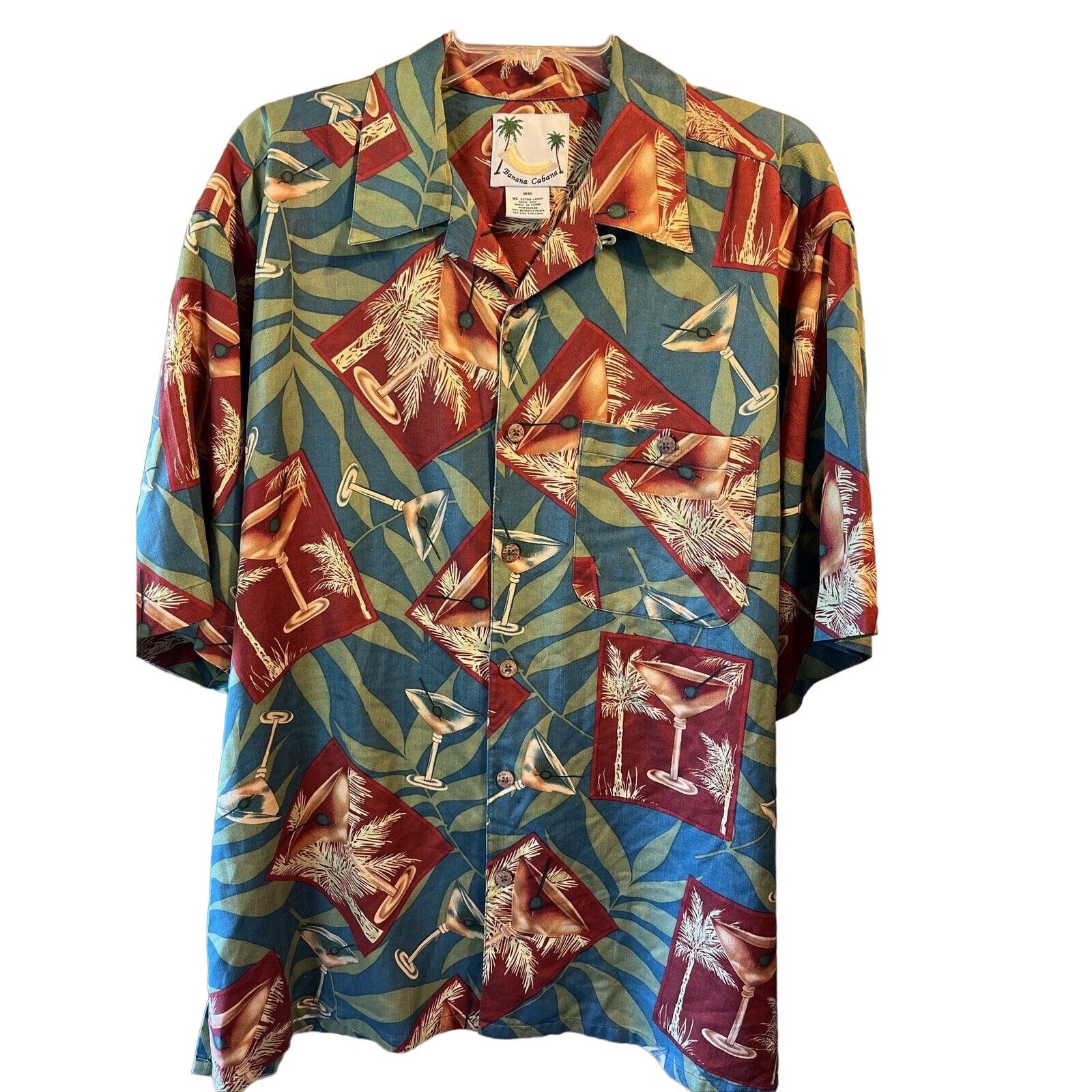 Other Banana Cabana Men’s XL Floral Martini SS Silk Hawaiian Shirt Size US XL / EU 56 / 4 - 1 Thumbnail
