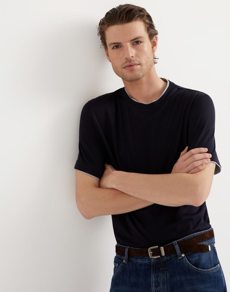 Brunello Cucinelli o1w1db10825 T-Shirt in Blue Size US XL / EU 56 / 4 - 3 Thumbnail