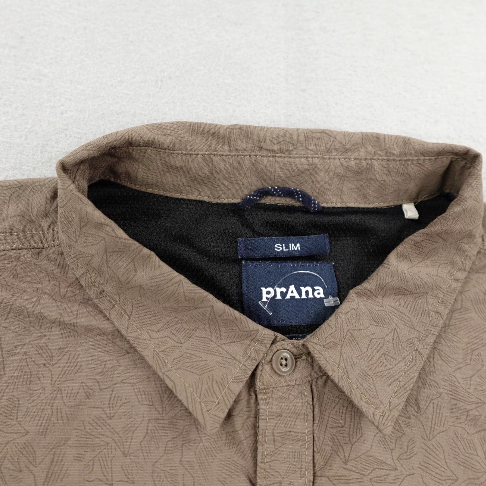 Prana Prana Shirt Mens 2XL Brown Sutherlin Printed Button Up Slim Fit Vented Fishing Geometric Pattern Shirt Men Size US XXL / EU 58 / 5 - 2 Thumbnail