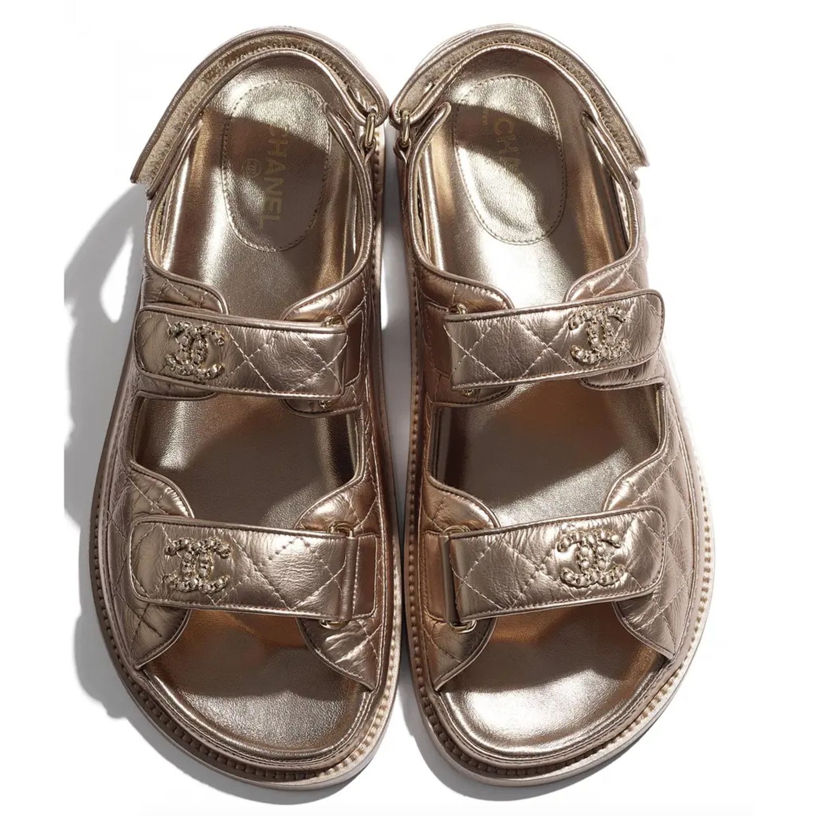 Chanel Chanel 21C Bronze Quilted Chain CC Logo Mule Slide Strap Size US 7 / IT 37 - 6 Thumbnail