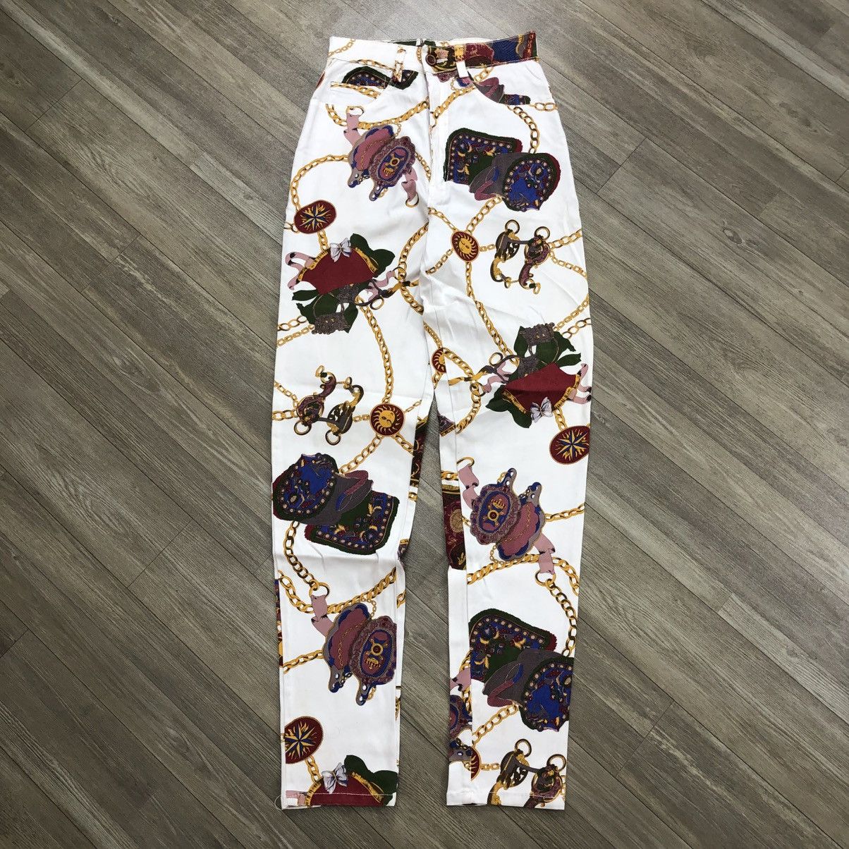 Vintage Crazy Vintage 90s Chain Bondage Fullprint Vescae Style Jeans Size 24" / US 00 / IT 34 - 1 Thumbnail