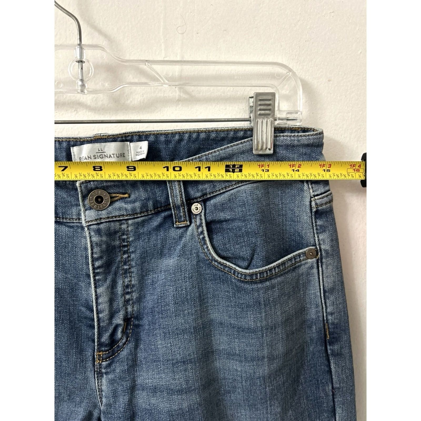 Vintage LL Bean Signature Jeans Womens 4 Blue Plaid Lined Organic Cotton Denim 5-Pocket Zipper Button Straight Fall Winter Size 27" / US 4 / IT 40 - 6 Thumbnail