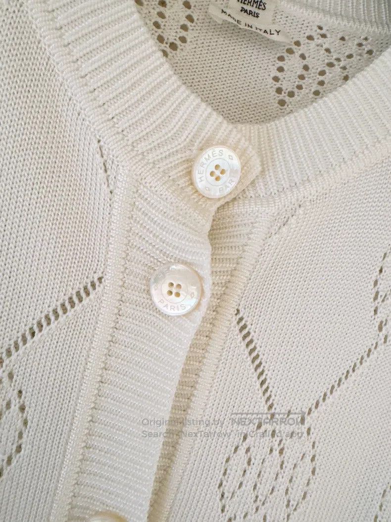 Hermes Hermes Cut-Out Logo White Knit Cardigan Size XS / US 0-2 / IT 36-38 - 5 Thumbnail