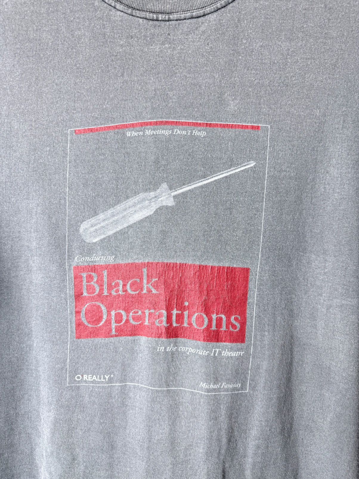 Vintage 1990’s Vintage Black Operations by Hanes Faded T Shirt Size US XL / EU 56 / 4 - 2 Thumbnail