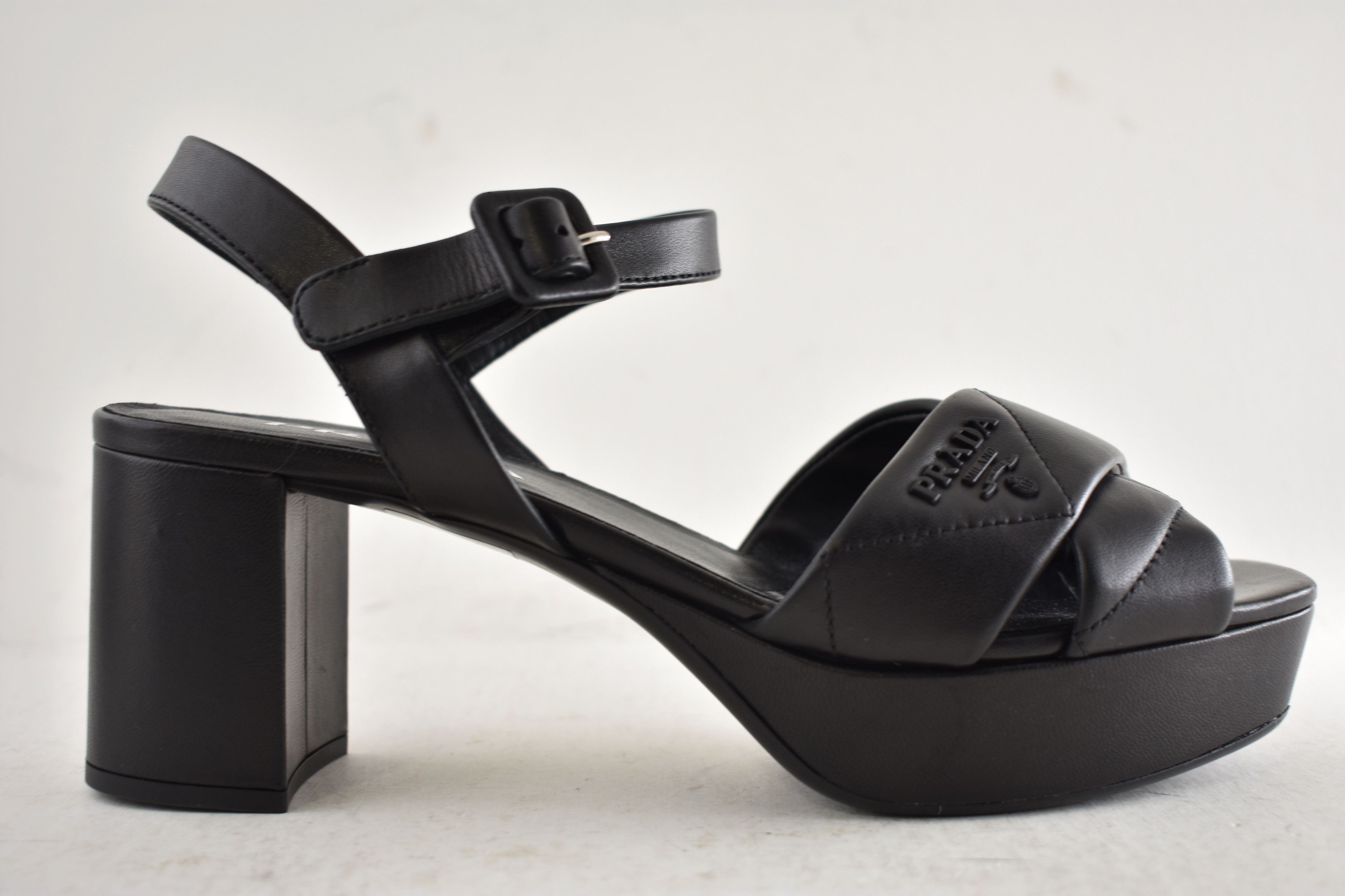 Prada Prada 65mm Quilted Platform Sandal Ankle Strap Block Heel 38 Size US 8 / IT 38 - 2 Thumbnail