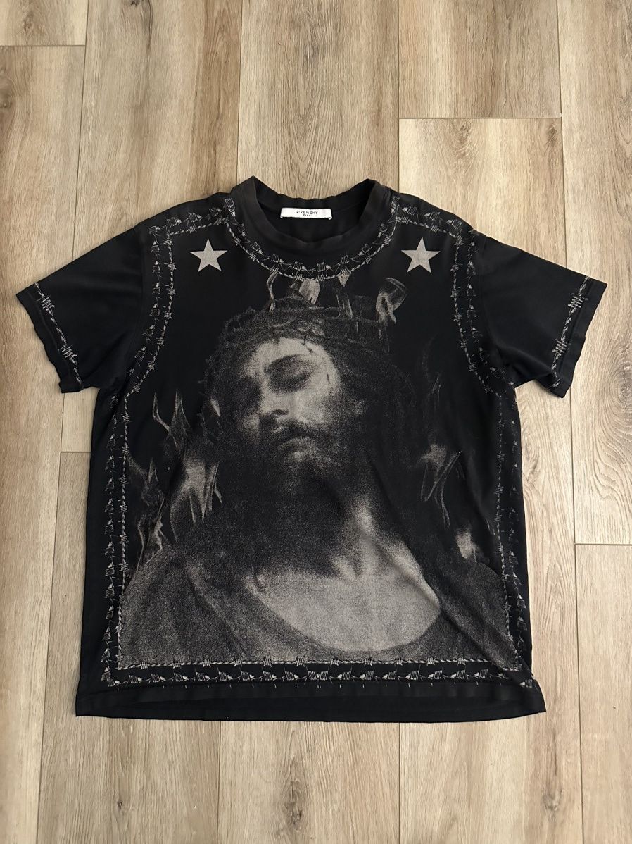 image of Givenchy Men’S Black Jesus Printed T-Shirt, Men's (Size Small)