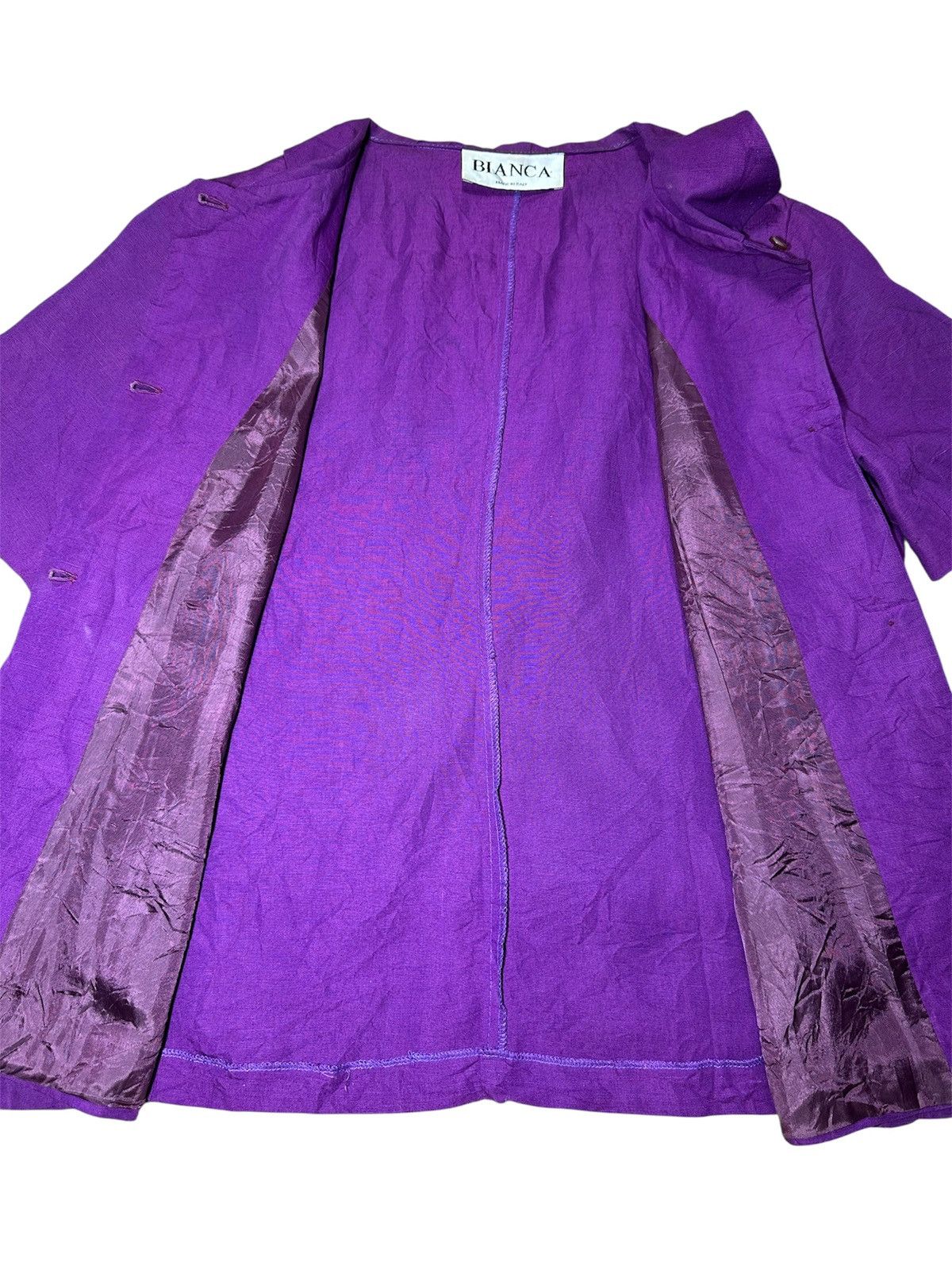 Vintage BIANCA purple collared button-down blouse made in italy Size L / US 10 / IT 46 - 5 Thumbnail
