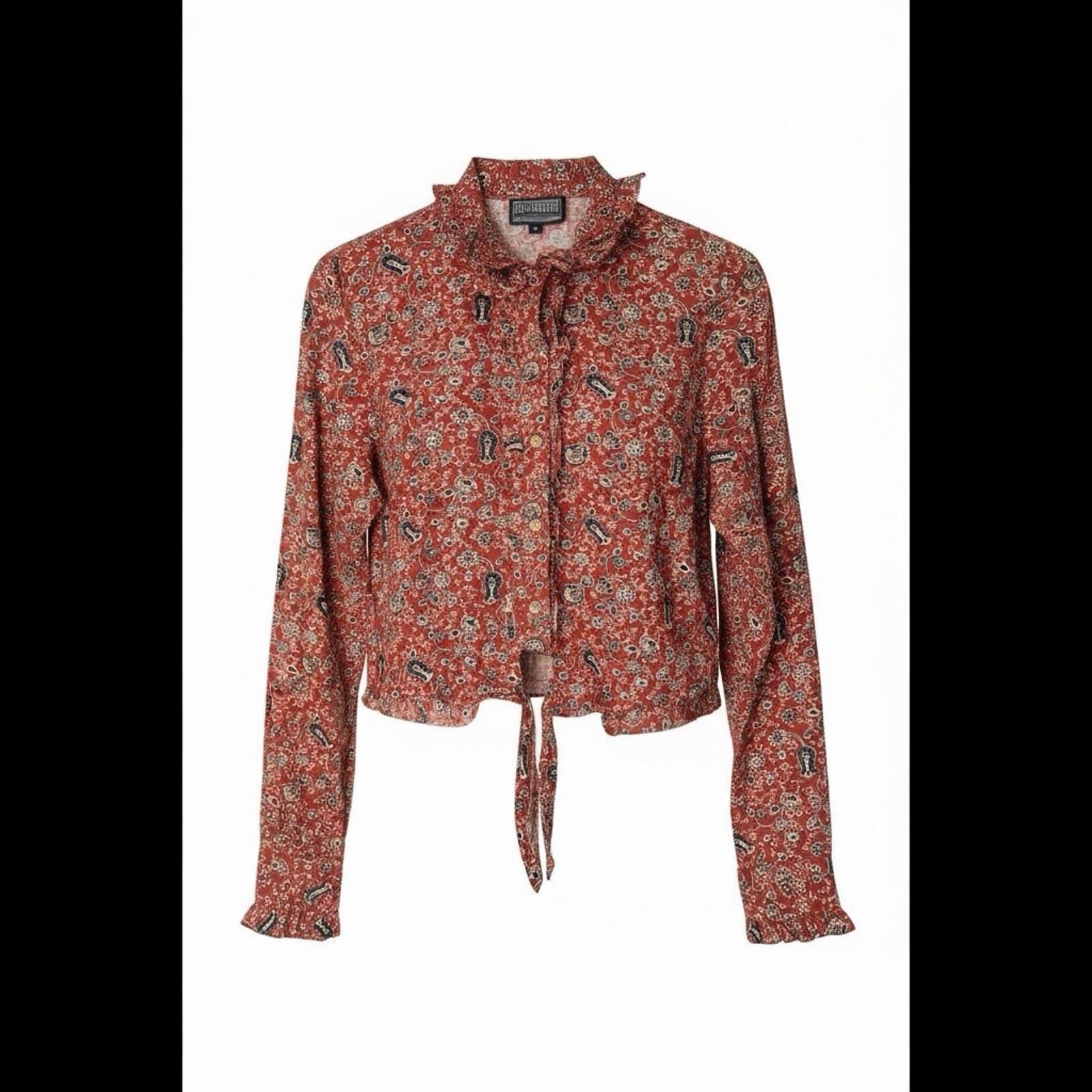 Other Vintage Roughrider By Circle Paisley Tie Front Crop Blouse Size S / US 4 / IT 40 - 1 Thumbnail