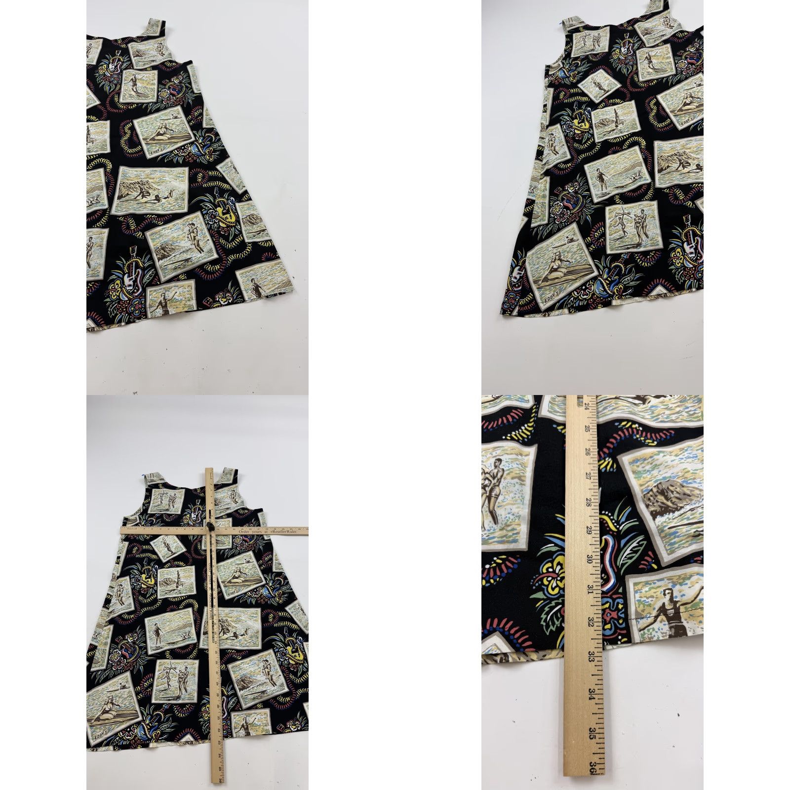 Reyn Spooner VINTAGE Reyn Spooner Dress Womens XS Black Hawaiian A-Line Tank Art of Eddy Y USA Size XS / US 0-2 / IT 36-38 - 8 Thumbnail