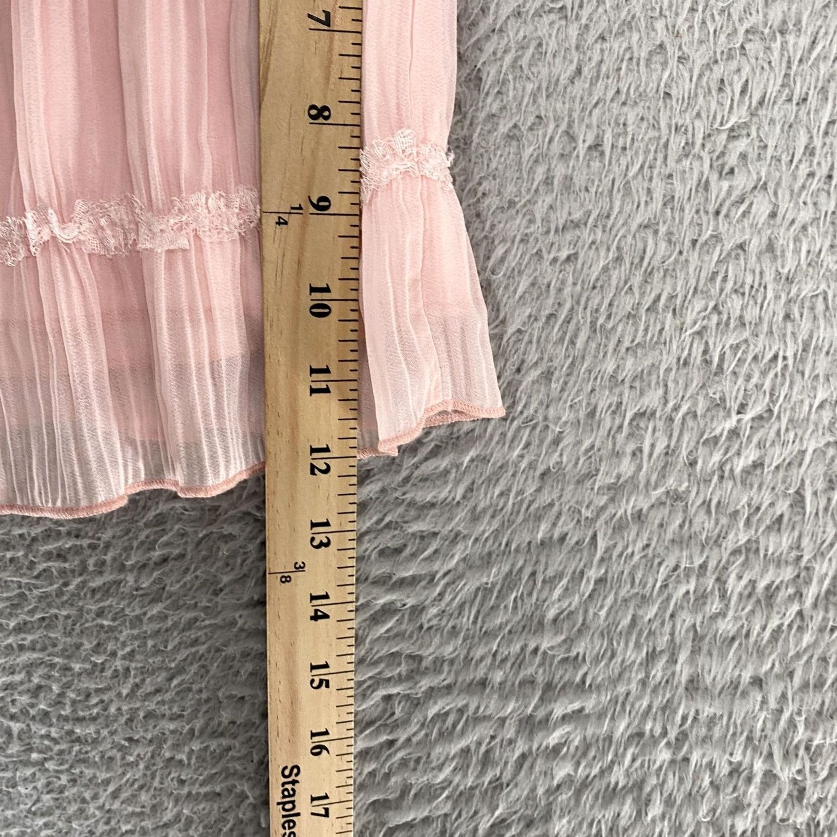 Vintage Edikted Mini Skirt Womens Small Pink Pleated Lace Ruffle Chiffon Fairy Y2K Size 28" / US 6 / IT 42 - 6 Thumbnail