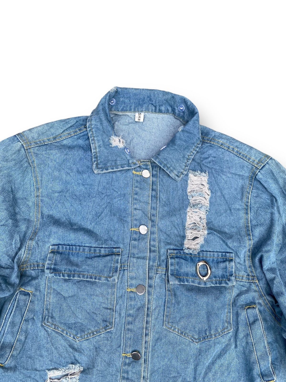 Vintage Vintage Denim Distressed Damaged Style Jacket. #D5 Size L / US 10 / IT 46 - 2 Thumbnail