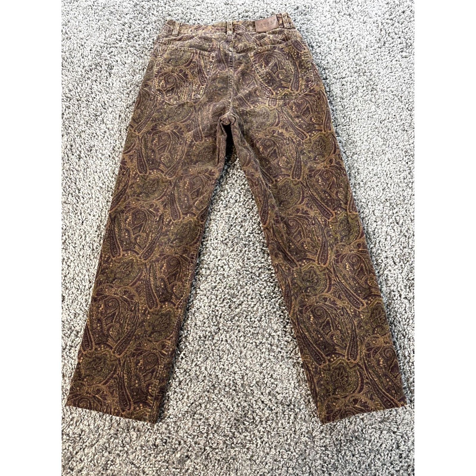 Ralph Lauren VINTAGE Lauren Ralph Lauren Jeans Co Women’s Pants Corduroy 28x27 Paisley Floral Blue Size 28" / US 6 / IT 42 - 7 Thumbnail