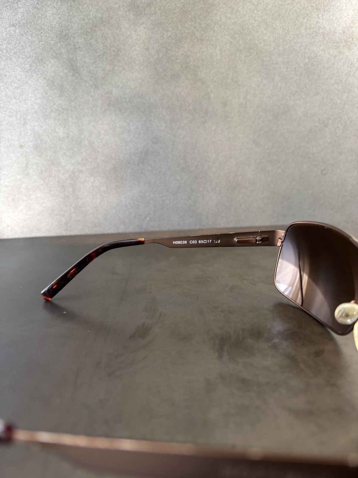 Designer Hoffman Sunglasses Aviators Bronze Metal Wrap Shield 90s Size ONE SIZE - 14 Thumbnail