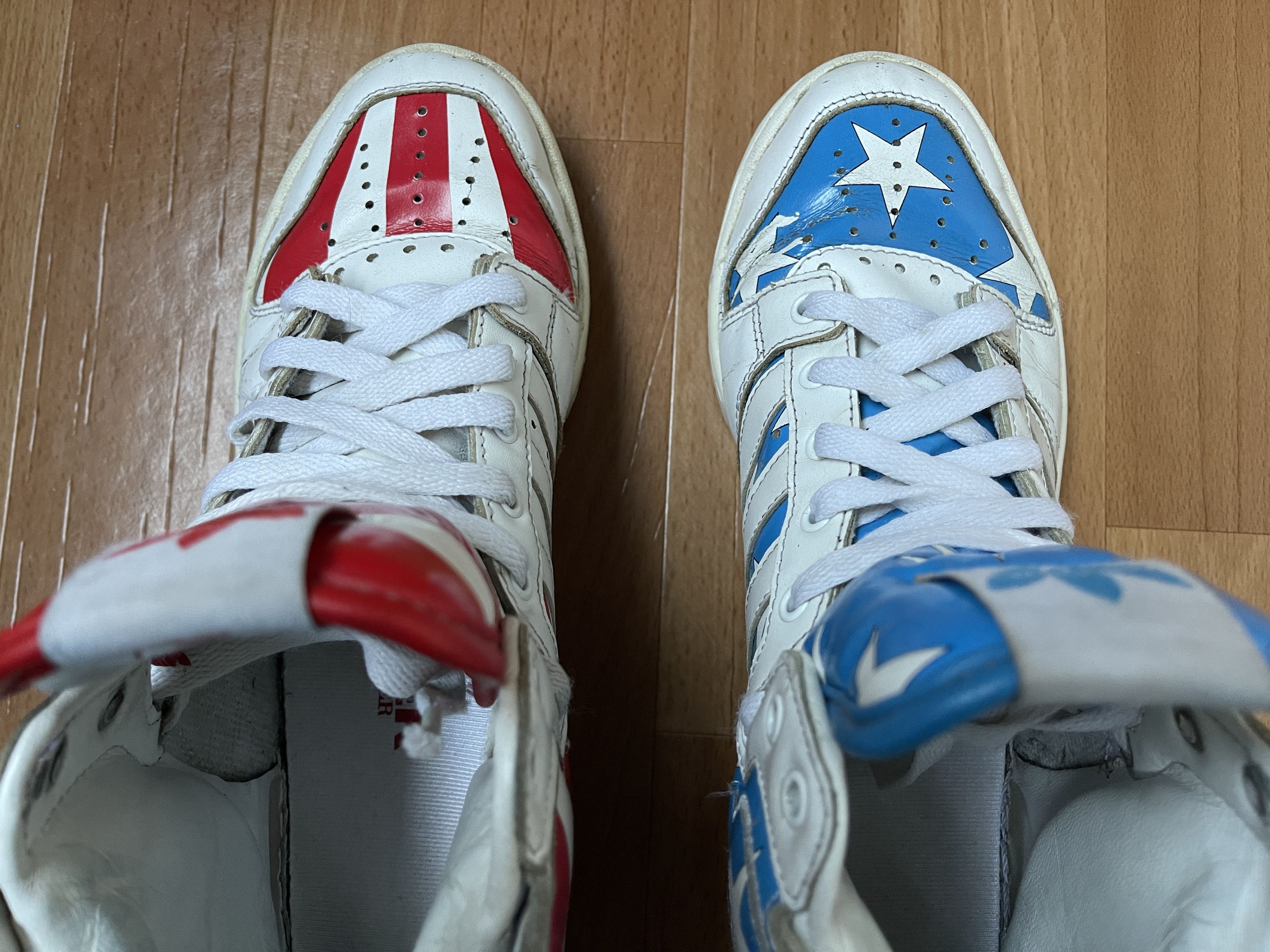 Adidas × Jeremy Scott Adidas Jeremy Scott Wings 2.0 FLAG Stars and Stripes V24619 Size US 7.5 / EU 40-41 - 13 Thumbnail