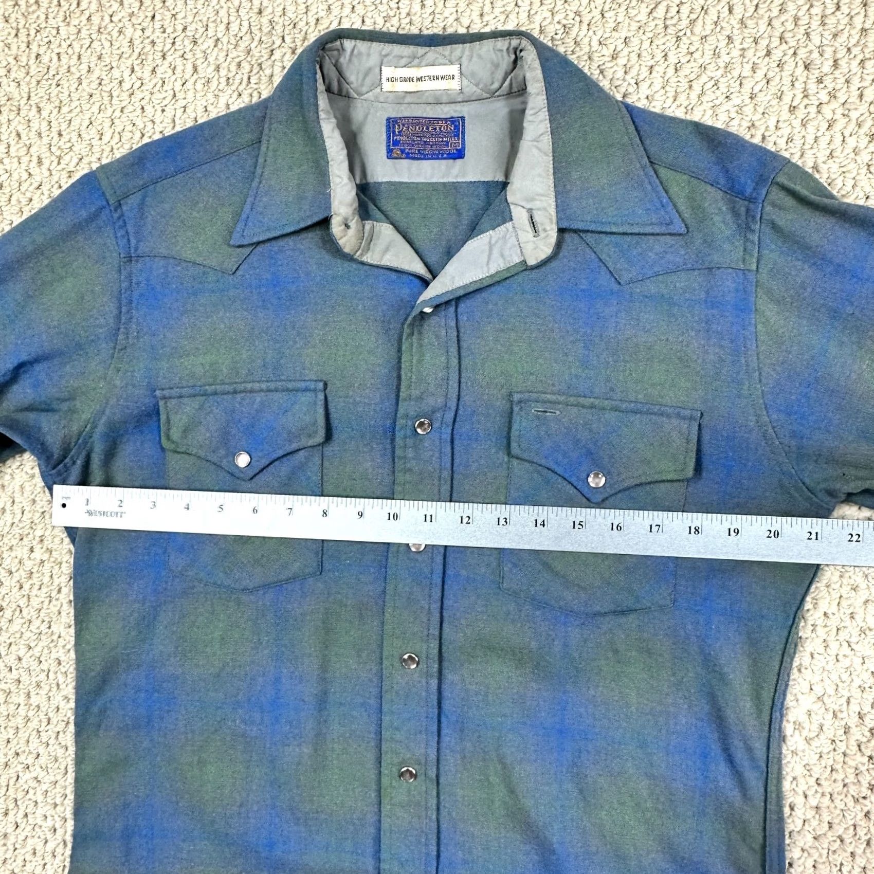 Pendleton VINTAGE Pendleton Shirt Men M Blue Shadow Plaid High Grade Western Flannel Size US M / EU 48-50 / 2 - 5 Thumbnail