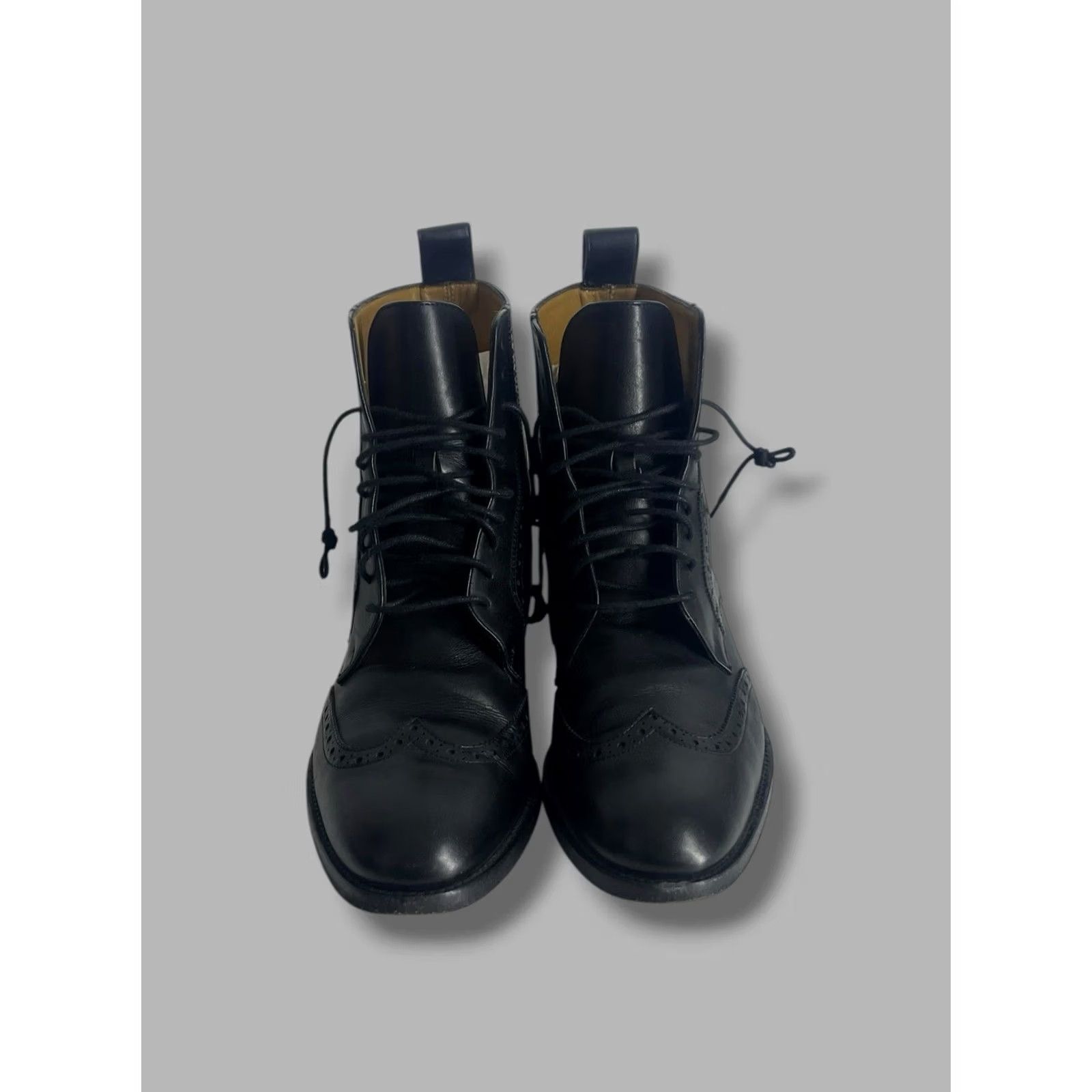 Ralph Lauren Ralph Lauren Collection Purple Label Brenly Black Leather Boots Boots Women 7.5 Black Wingtip Lace Up Leather Sole Vintage No Size US 5 / IT 35 - 4 Thumbnail